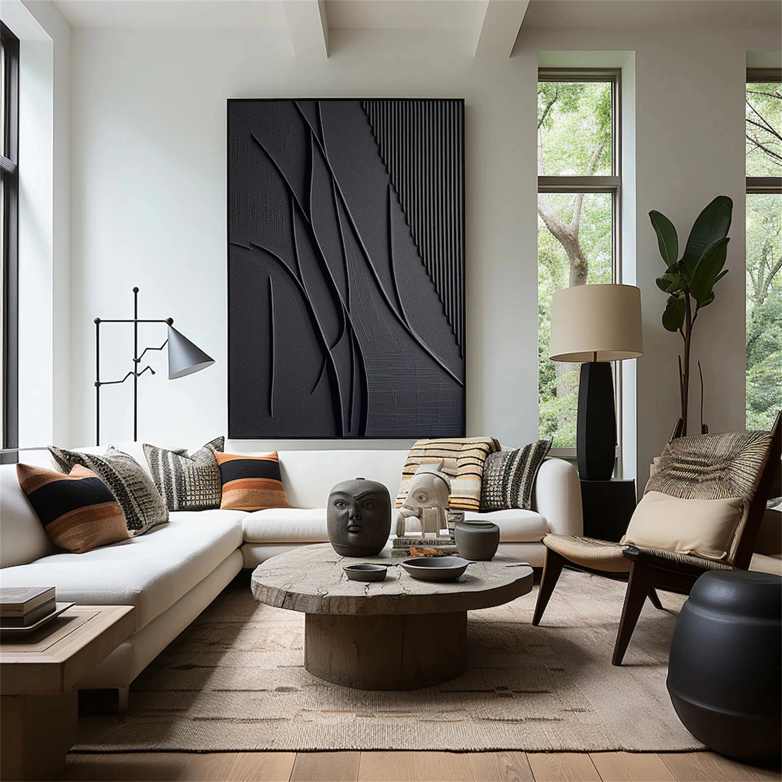 Black Textured Minimalist Wall Art #BT035