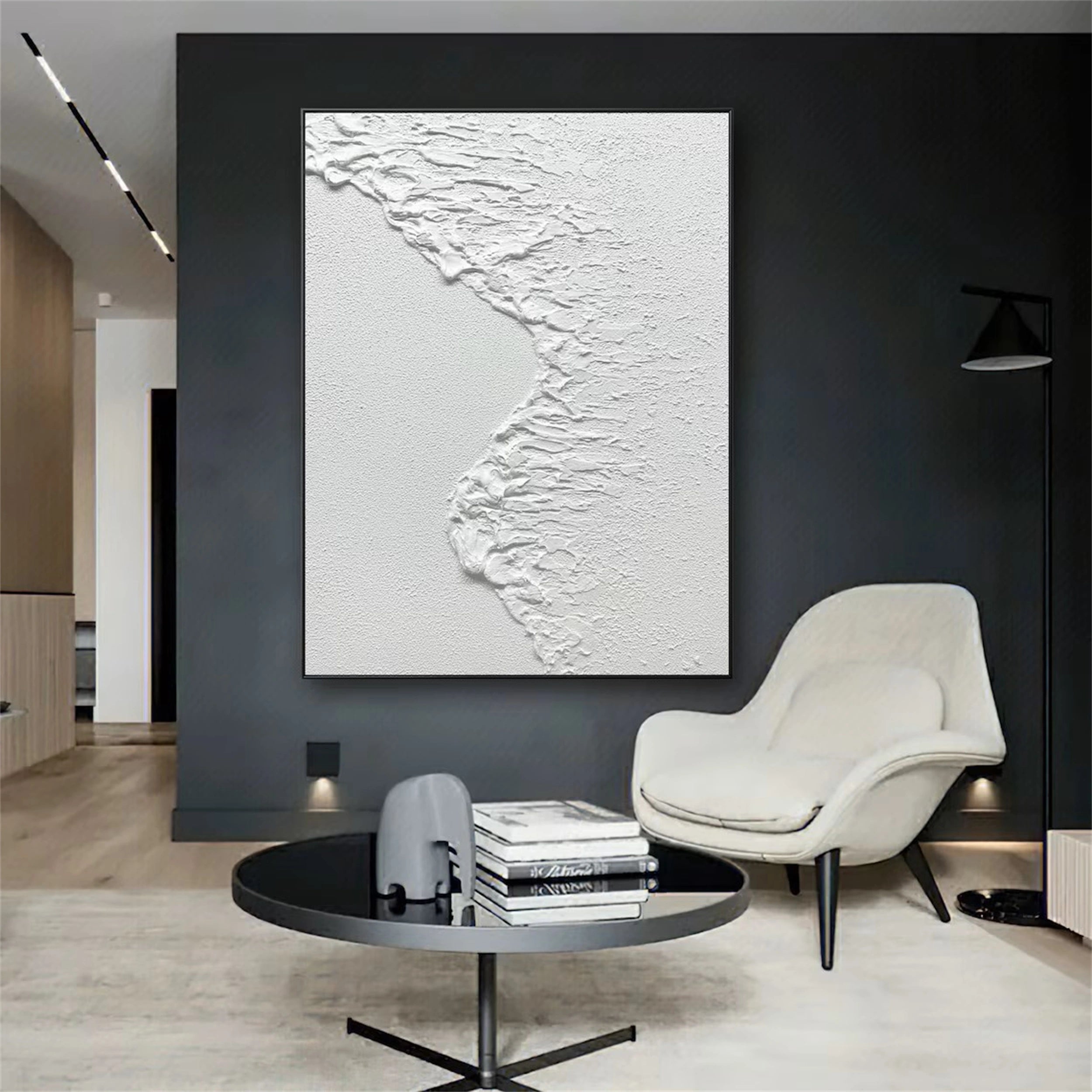 White Textured Minimalist Wall Art #WT094