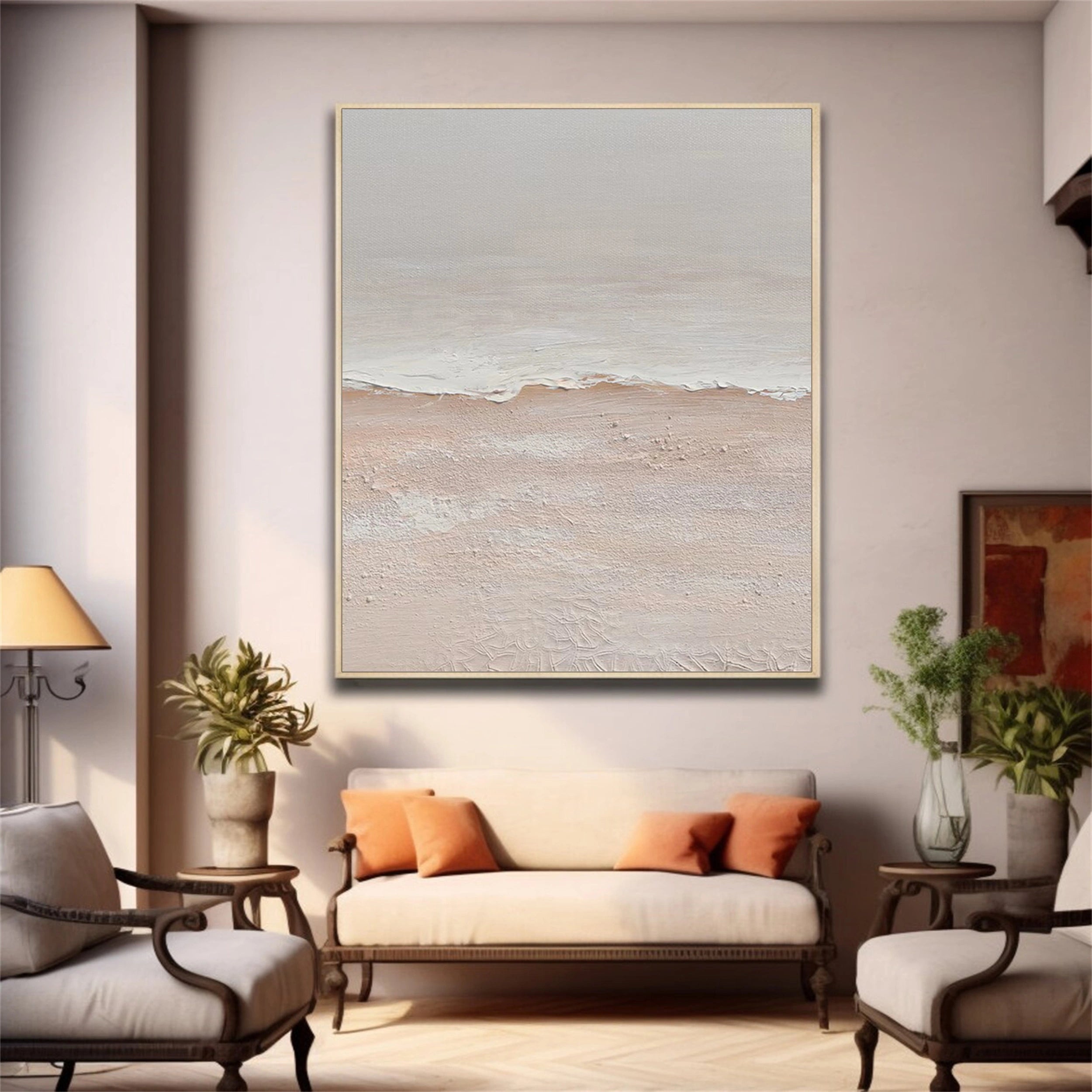Beige & Brown Textured Minimalist Wall Art #BM023