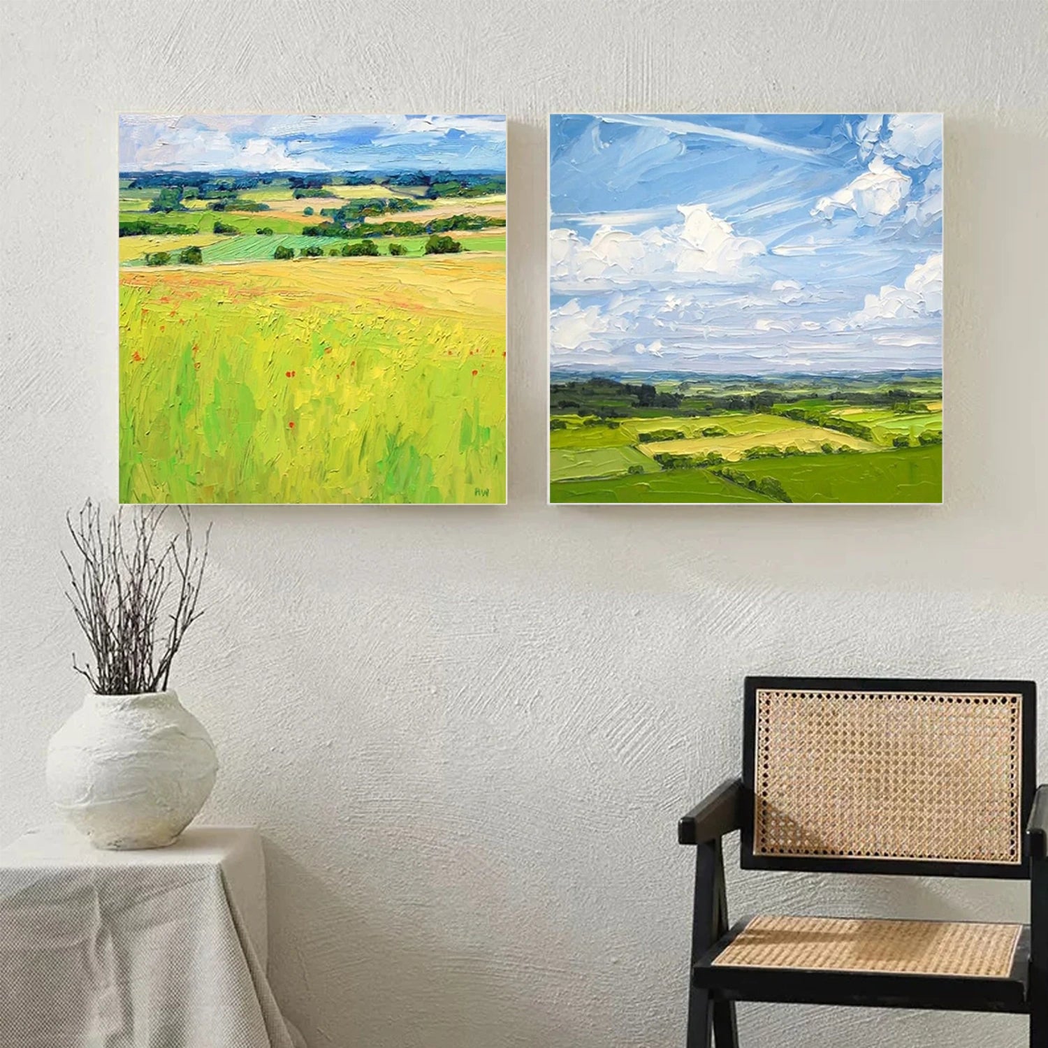 Tree And Flower Abstract Textured Wall Art Set of 2 #TF127