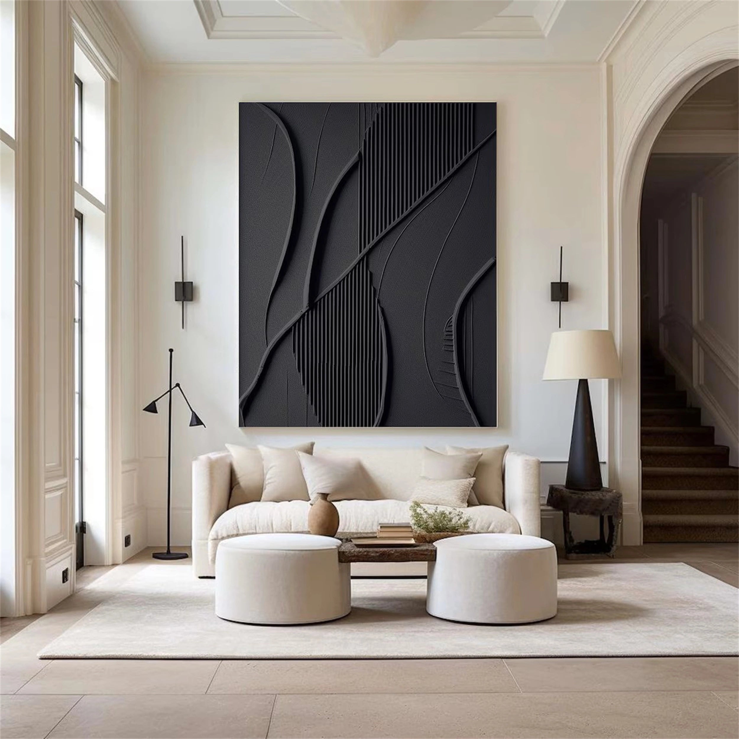 Black Textured Minimalist Wall Art #BT042