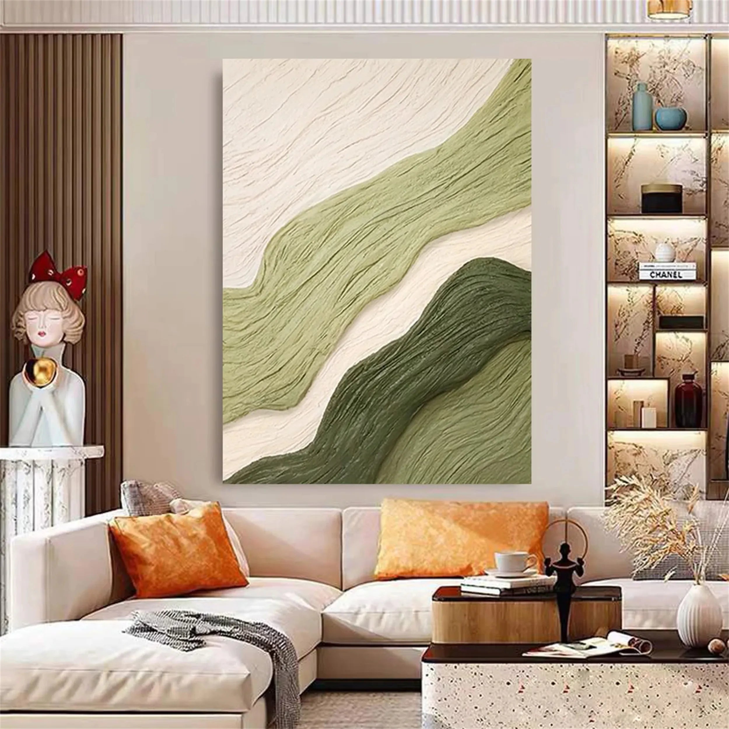 Green Textured Minimalist Wall Art #GT026