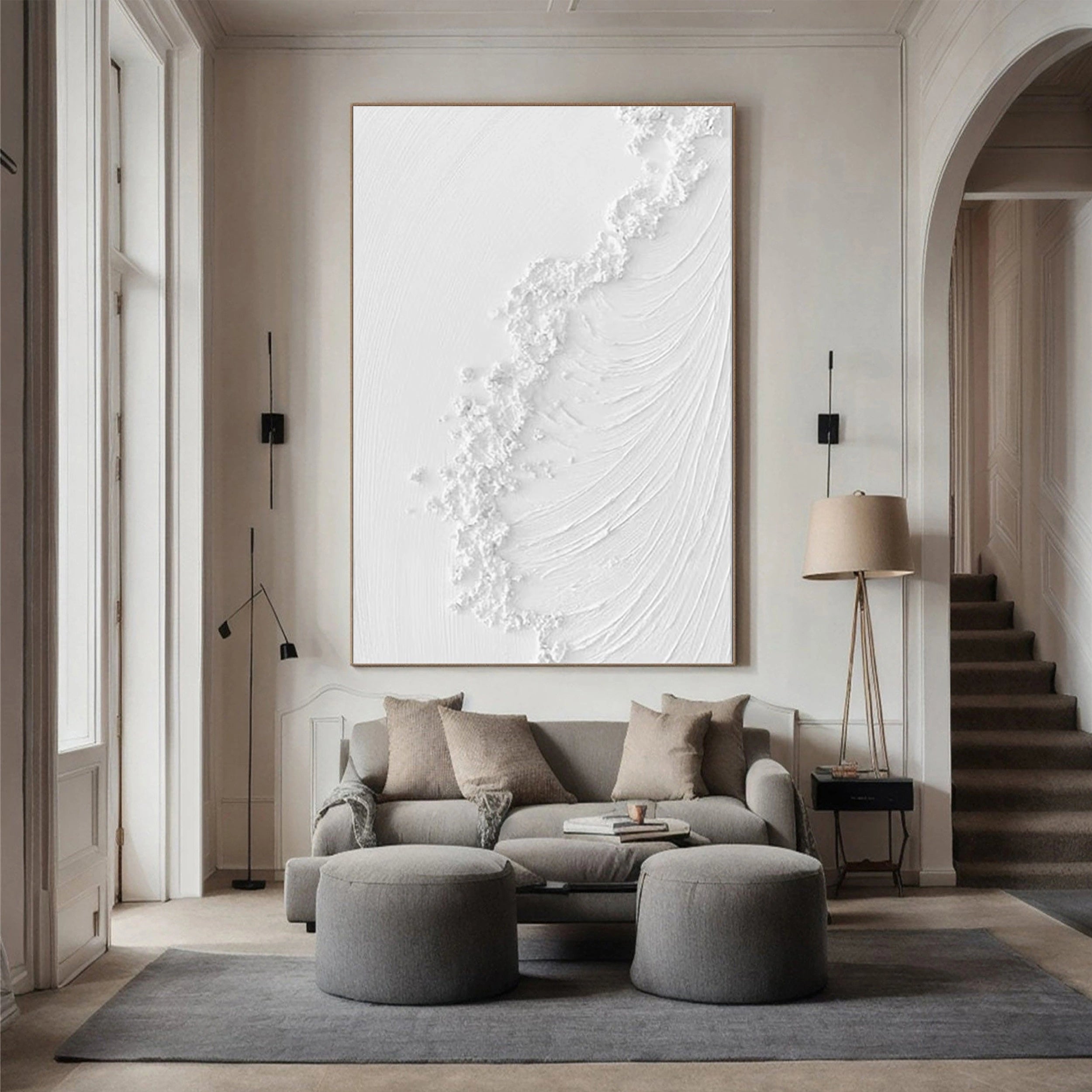White Textured Minimalist Wall Art #WT052