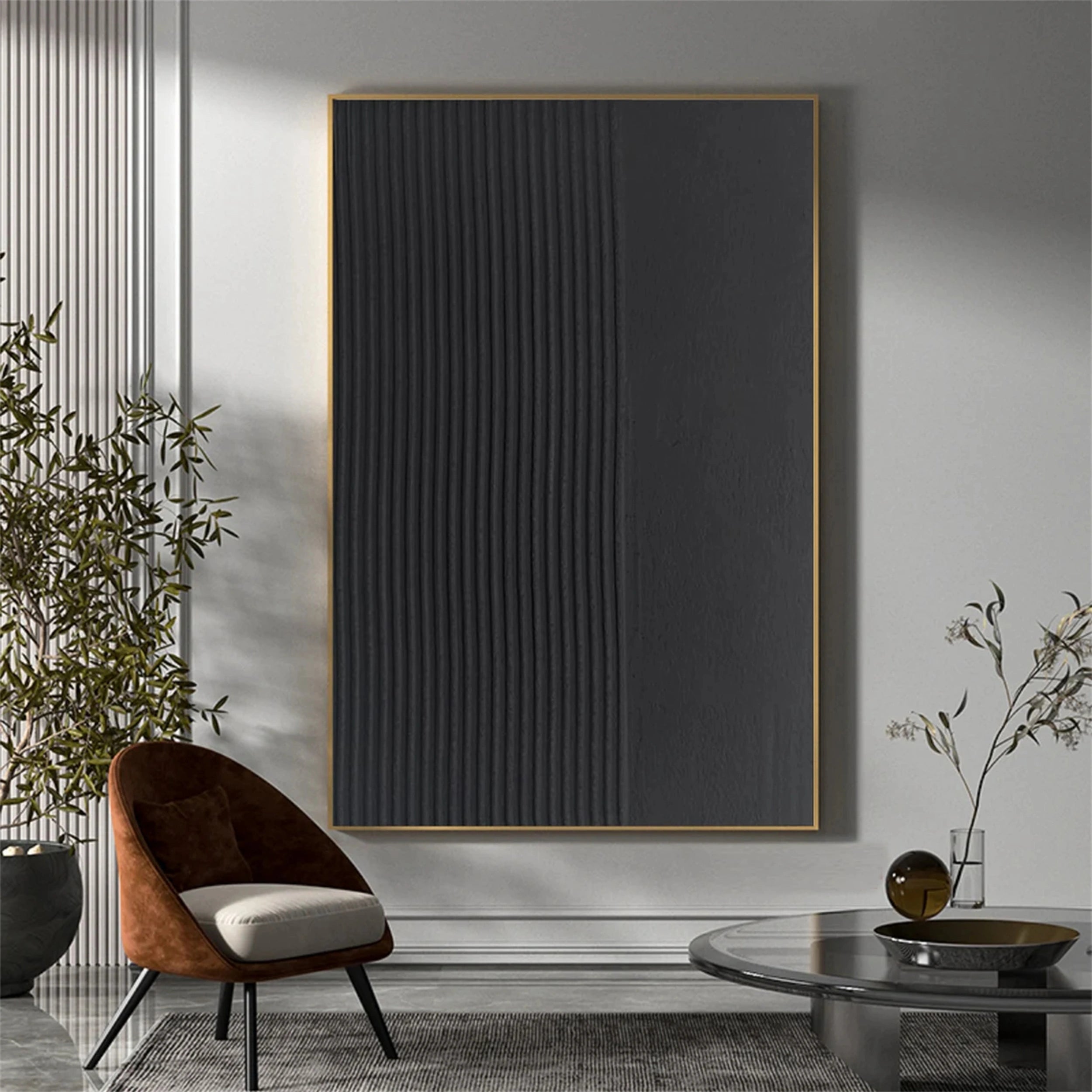 Black Textured Minimalist Wall Art #BT052