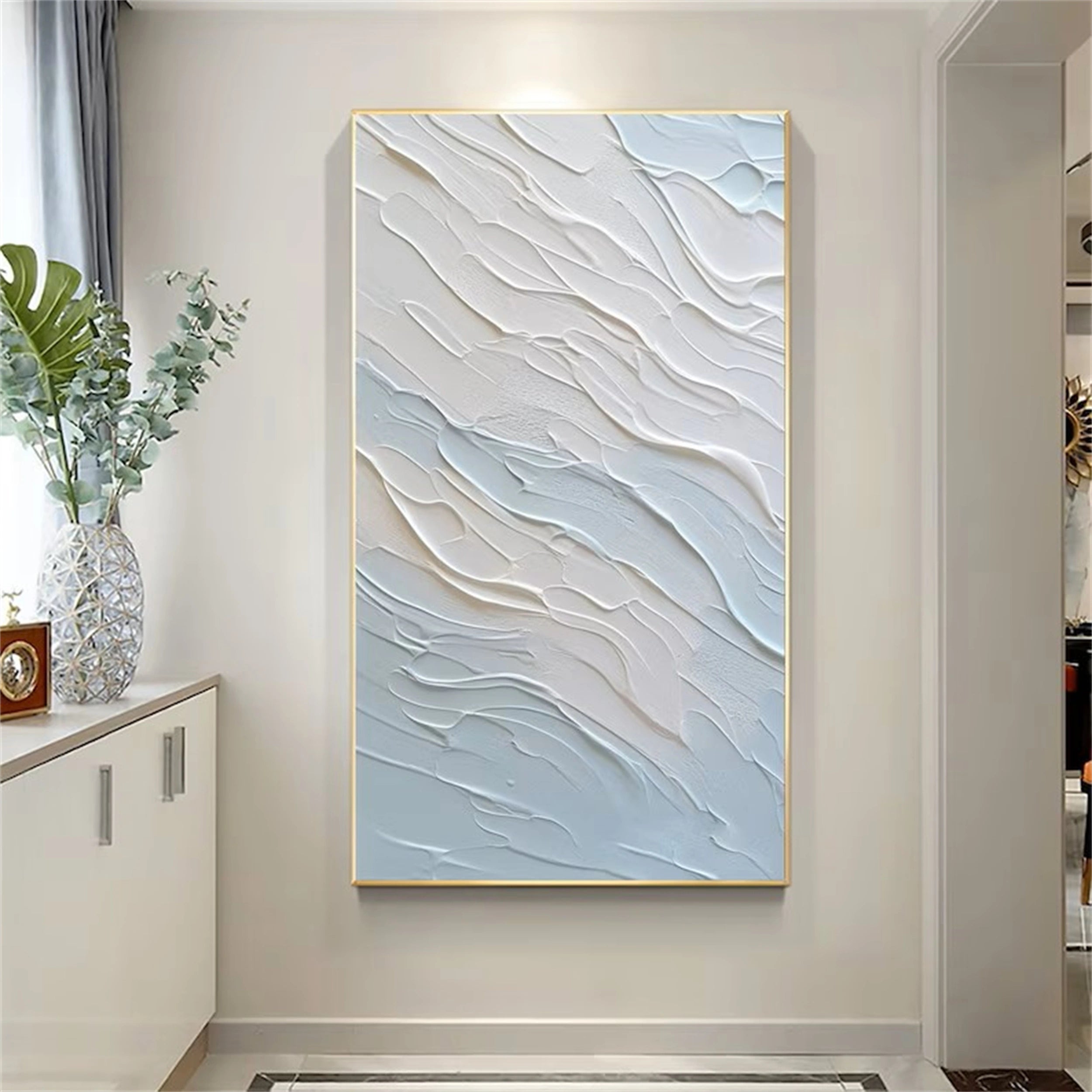 Blue Textured Minimalist Wall Art #BL012