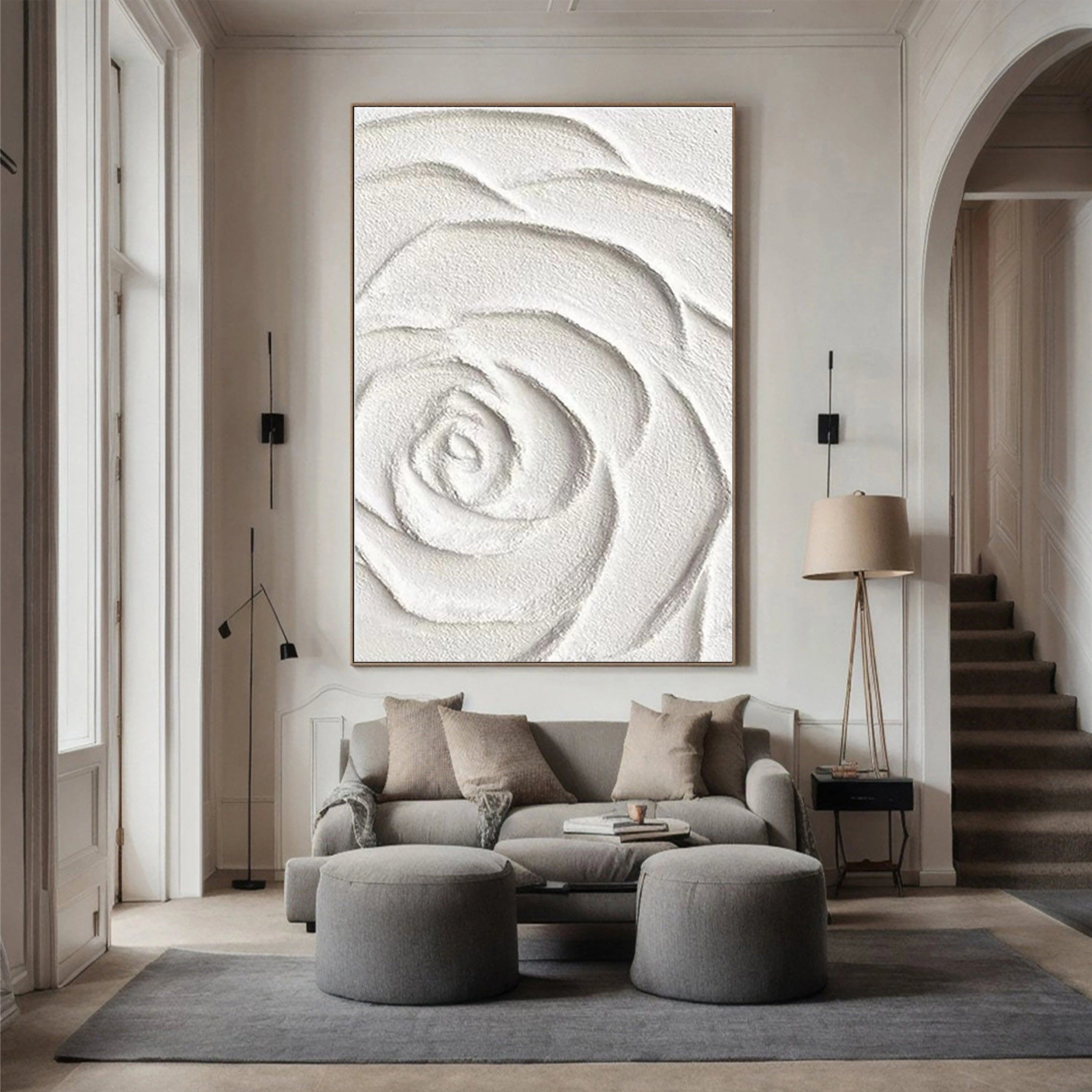 White Textured Minimalist Wall Art #WT054