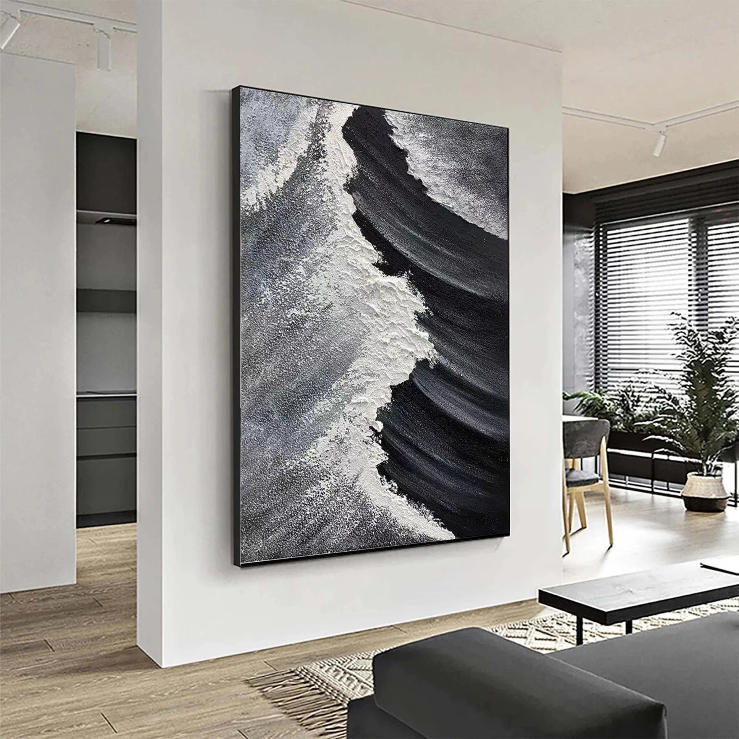 Black Textured Minimalist Wall Art #BT044
