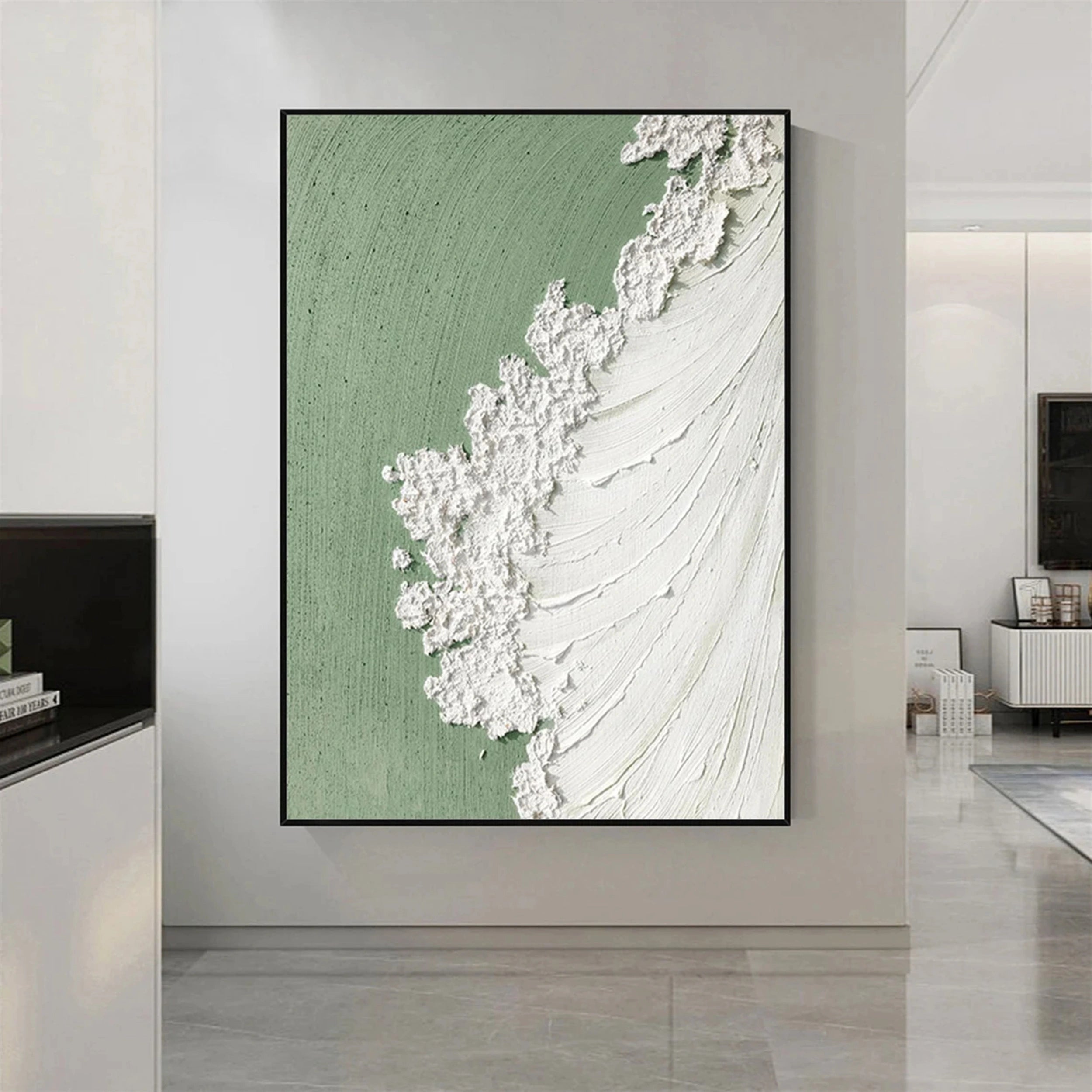 Green Textured Minimalist Wall Art #GT004