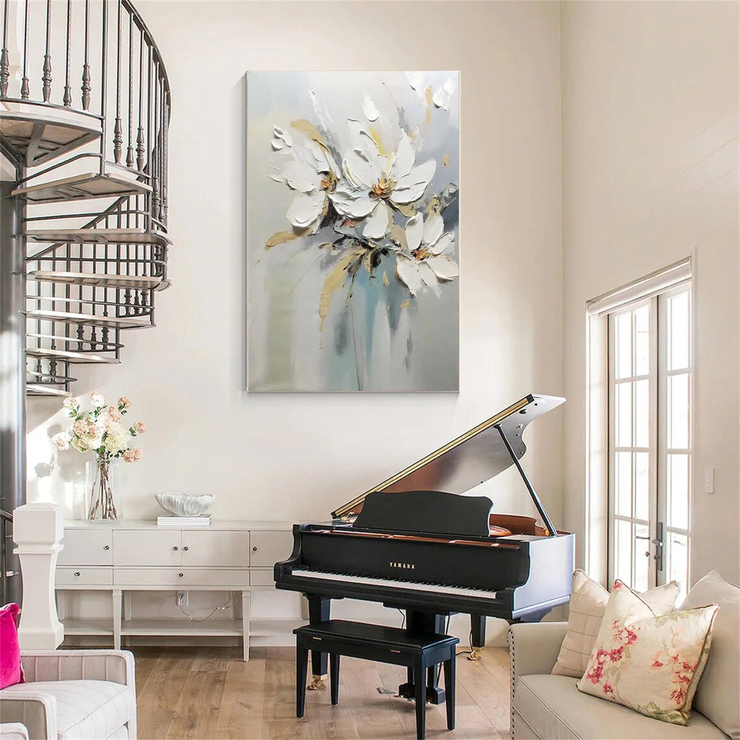 Tree And Flower Abstract Textured Wall Art #TF111