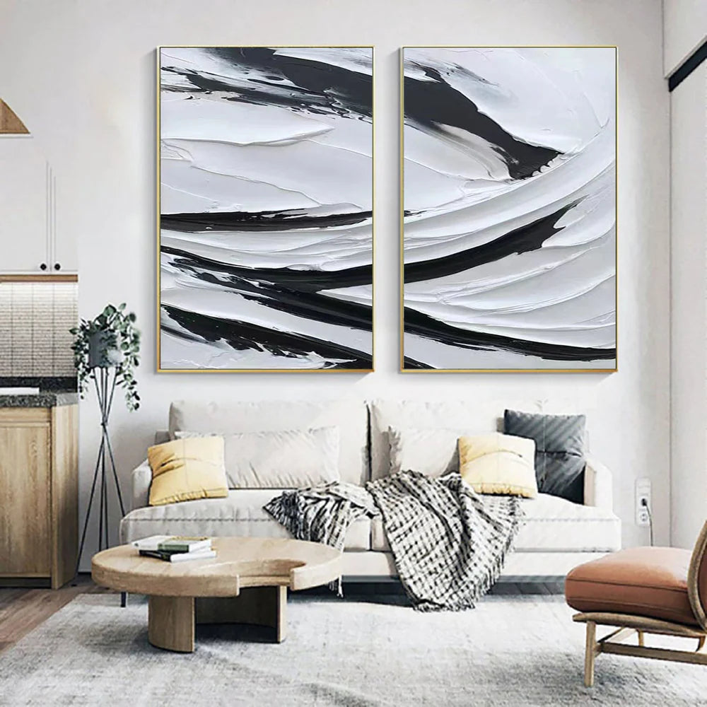 White Textured Minimalist Wall Art Set of 2 #WT034