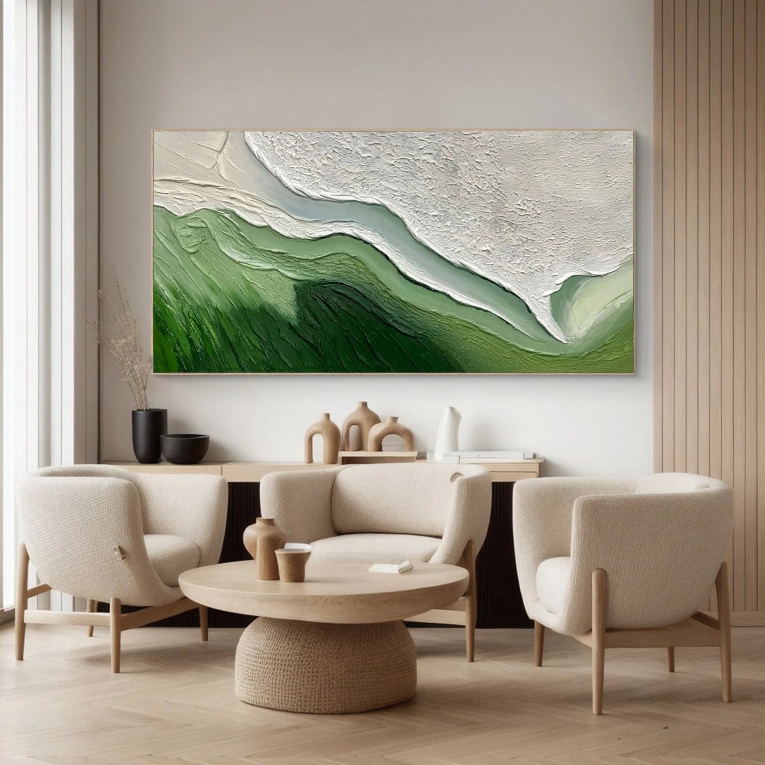 Green Textured Minimalist Wall Art #GT047