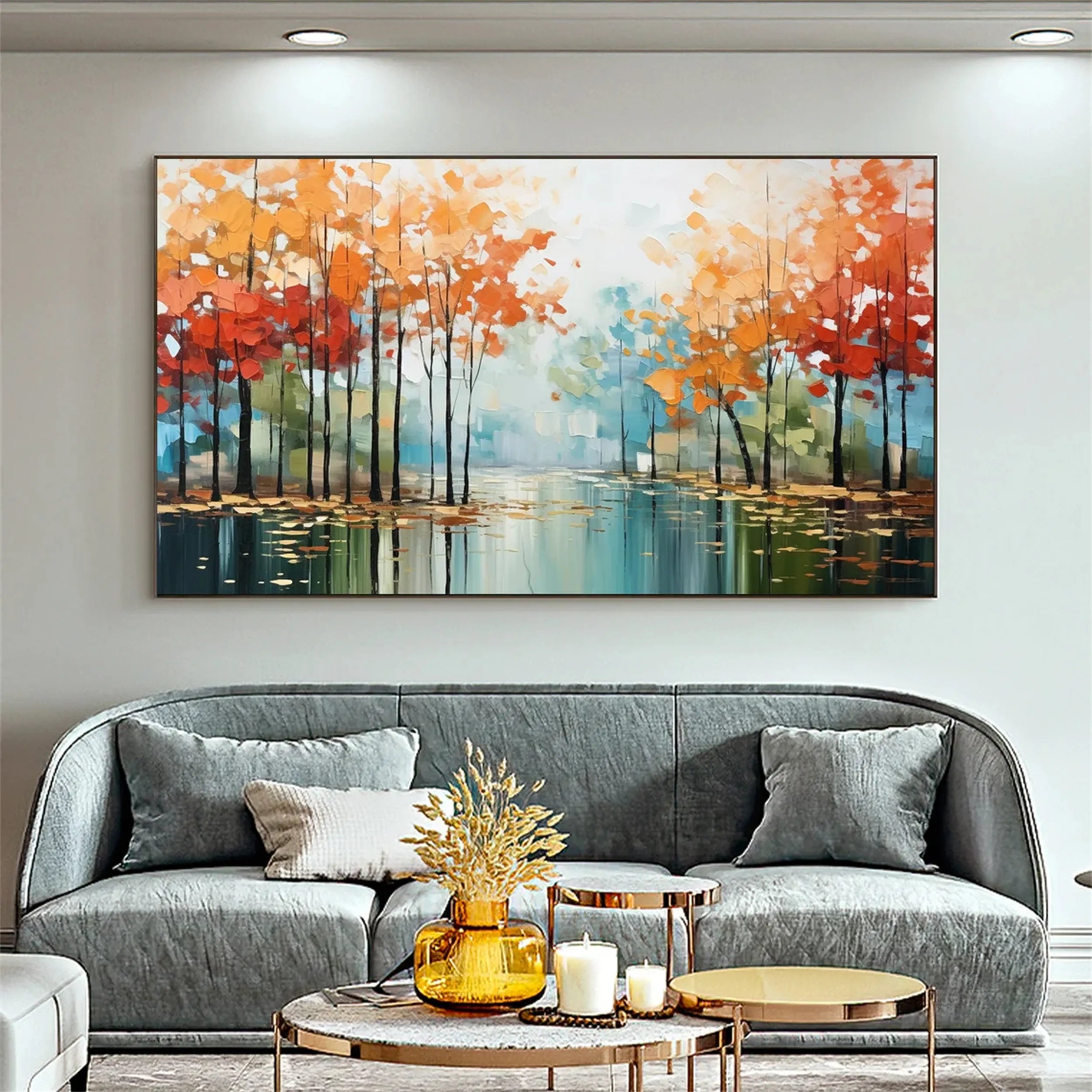 Colorful Tree And Flower Painting #TF023