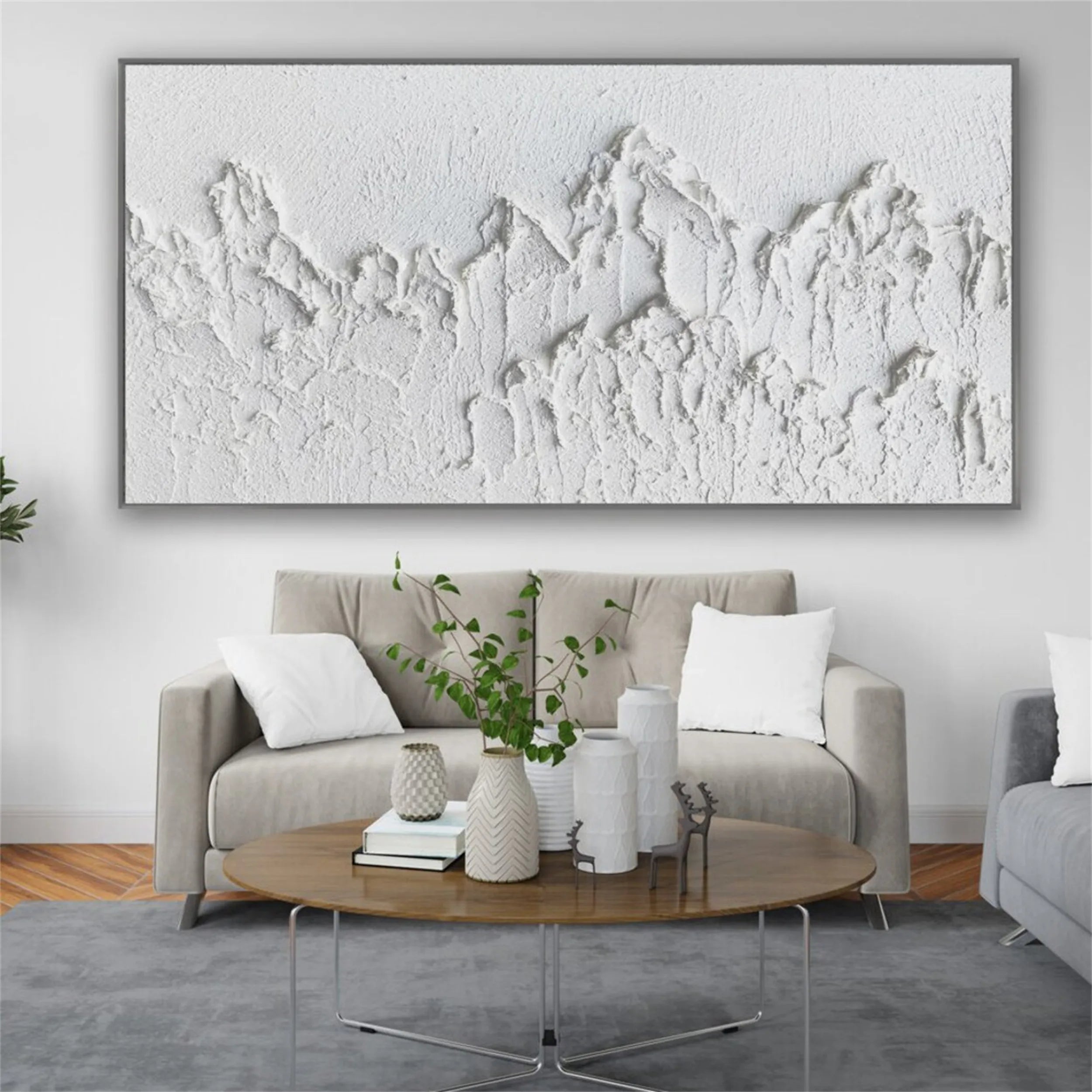 White Textured Minimalist Wall Art #WT097