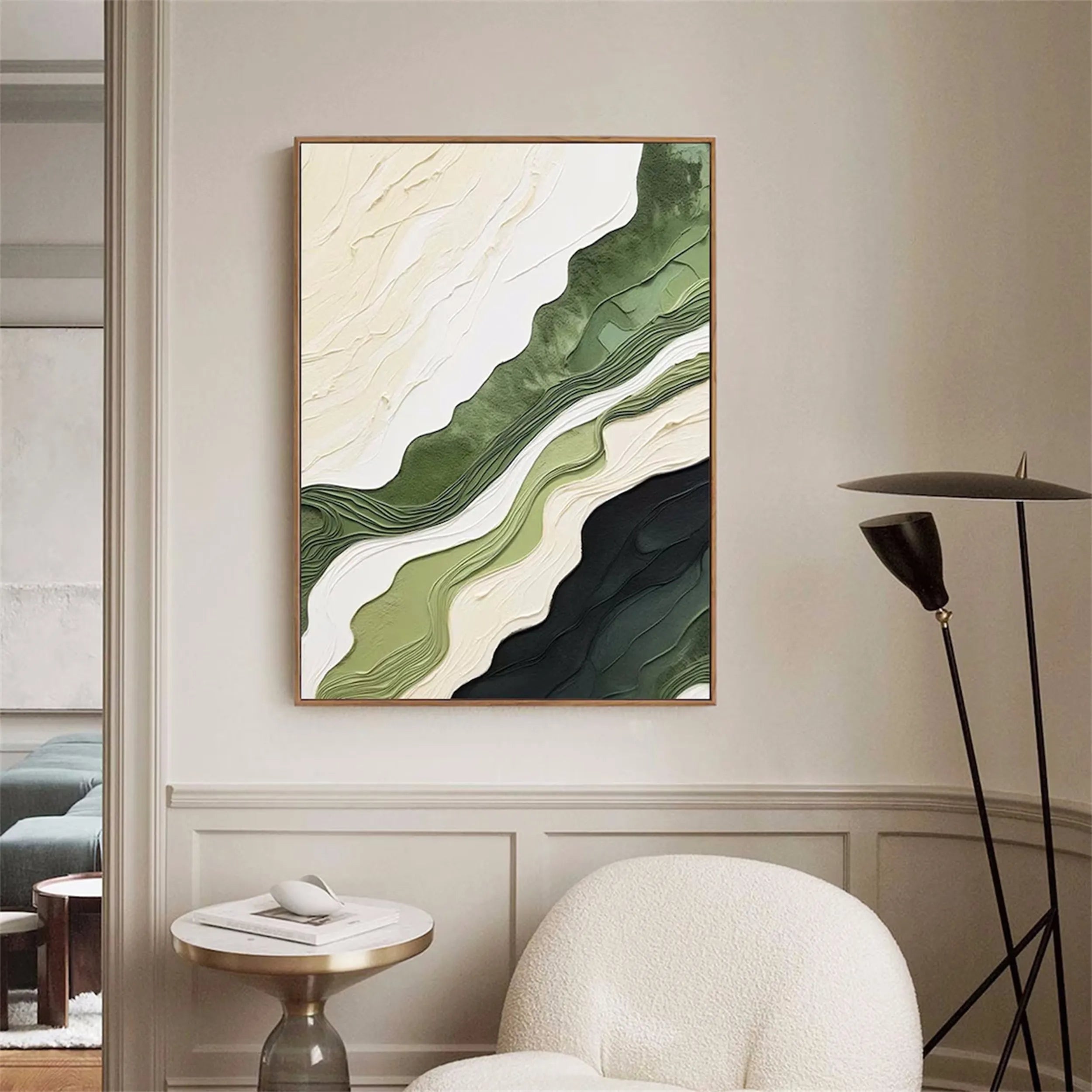 Green Textured Minimalist Wall Art #GT021