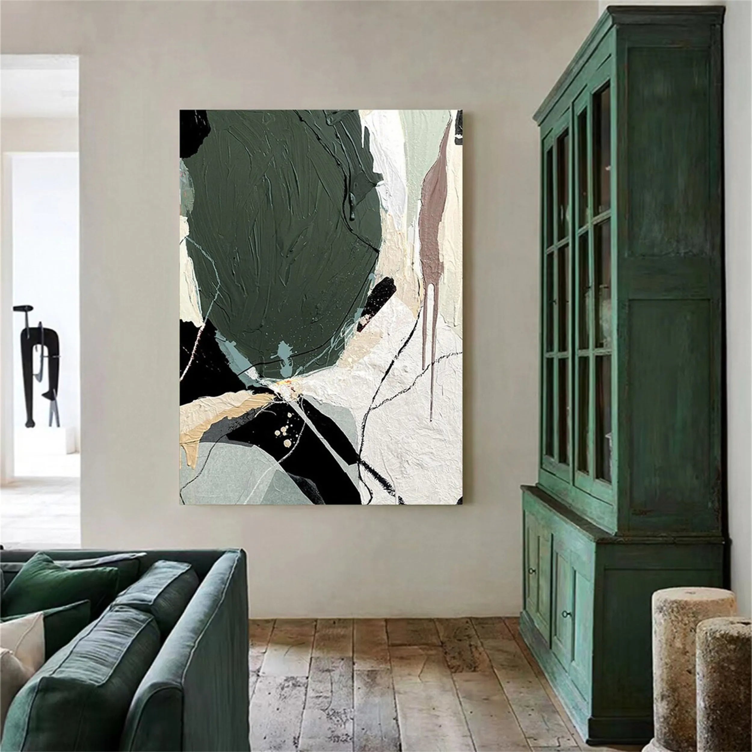 Green Textured Minimalist Wall Art #GT006