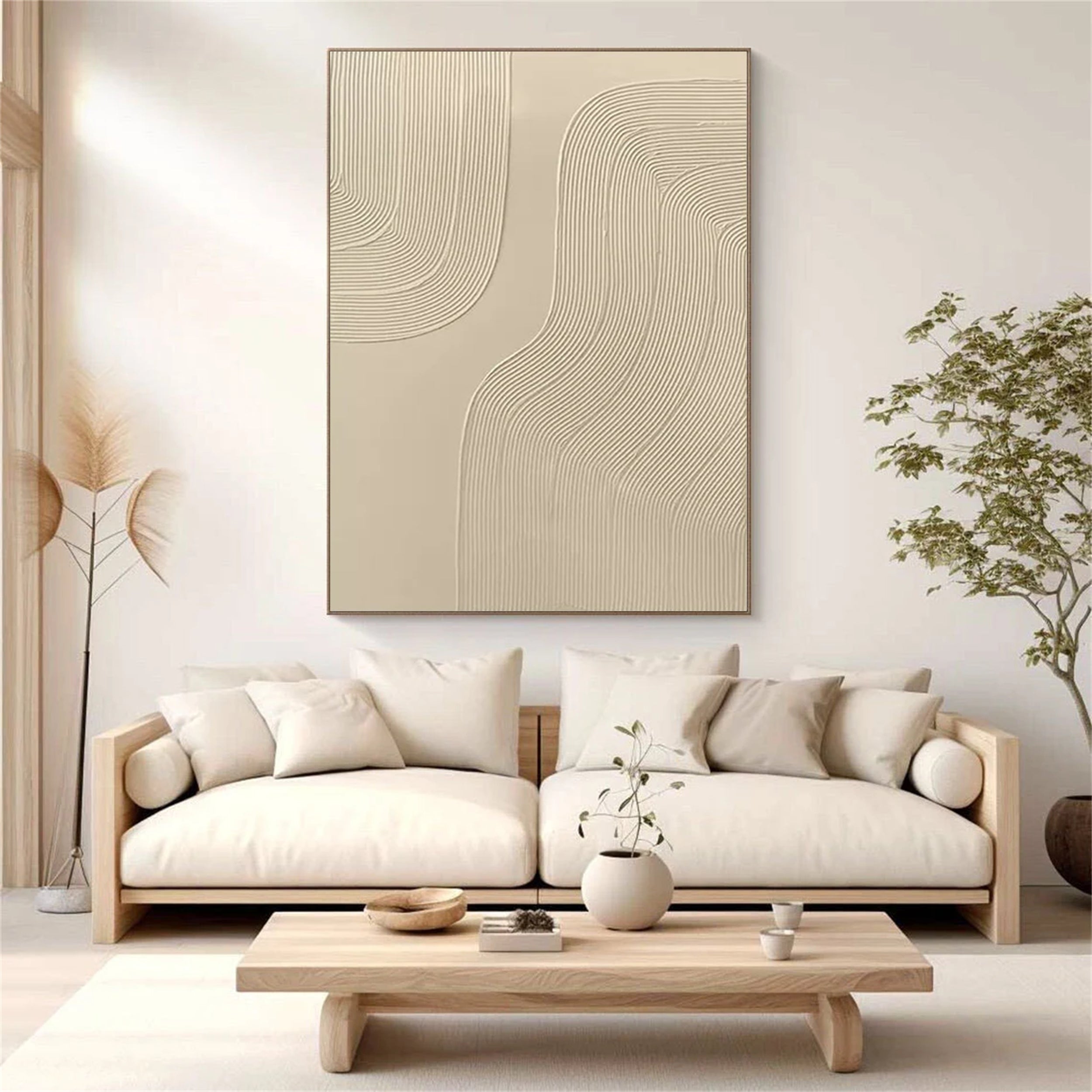 Beige & Brown Textured Minimalist Wall Art #BM008