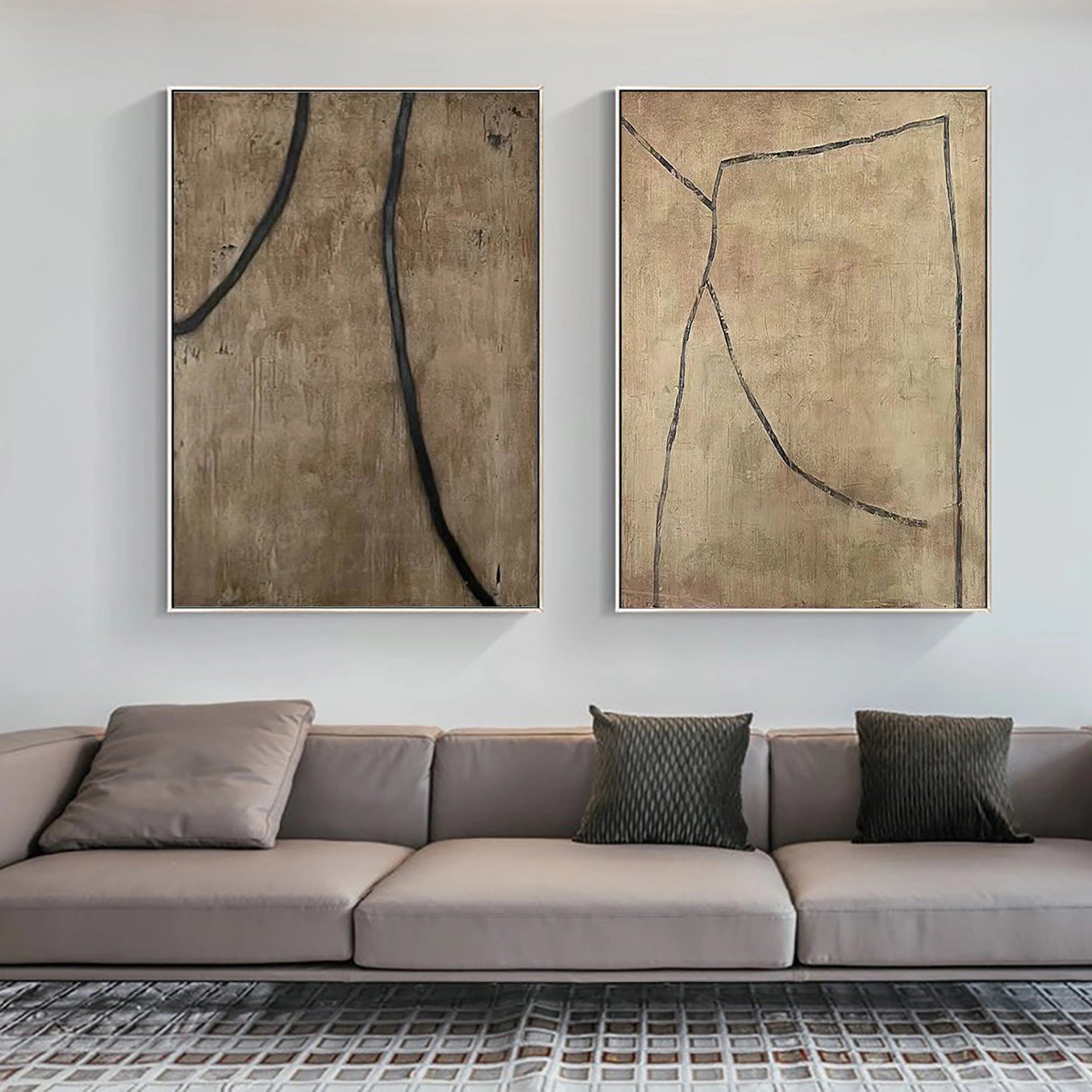 Wabi Sabi Abstract Wall Art Set of 2 #WA088