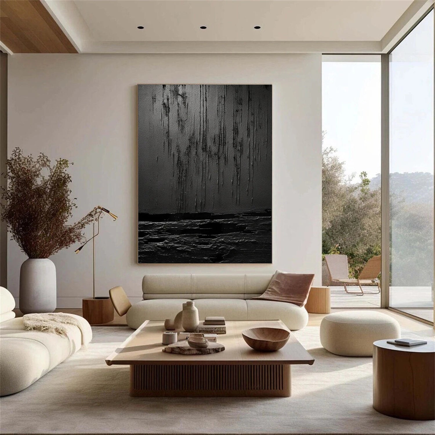 Black Textured Minimalist Wall Art #BT010