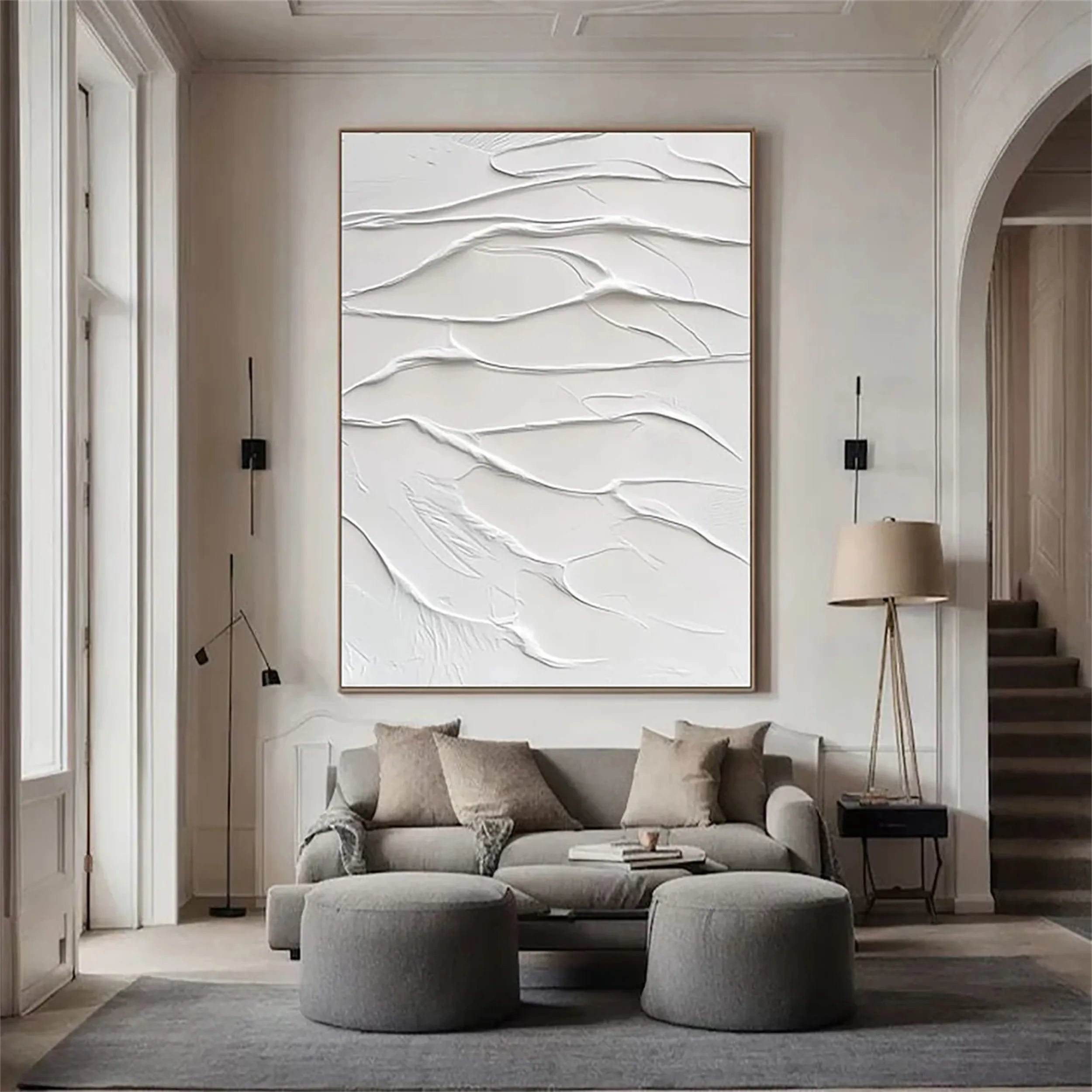 White Textured Minimalist Wall Art #WT093