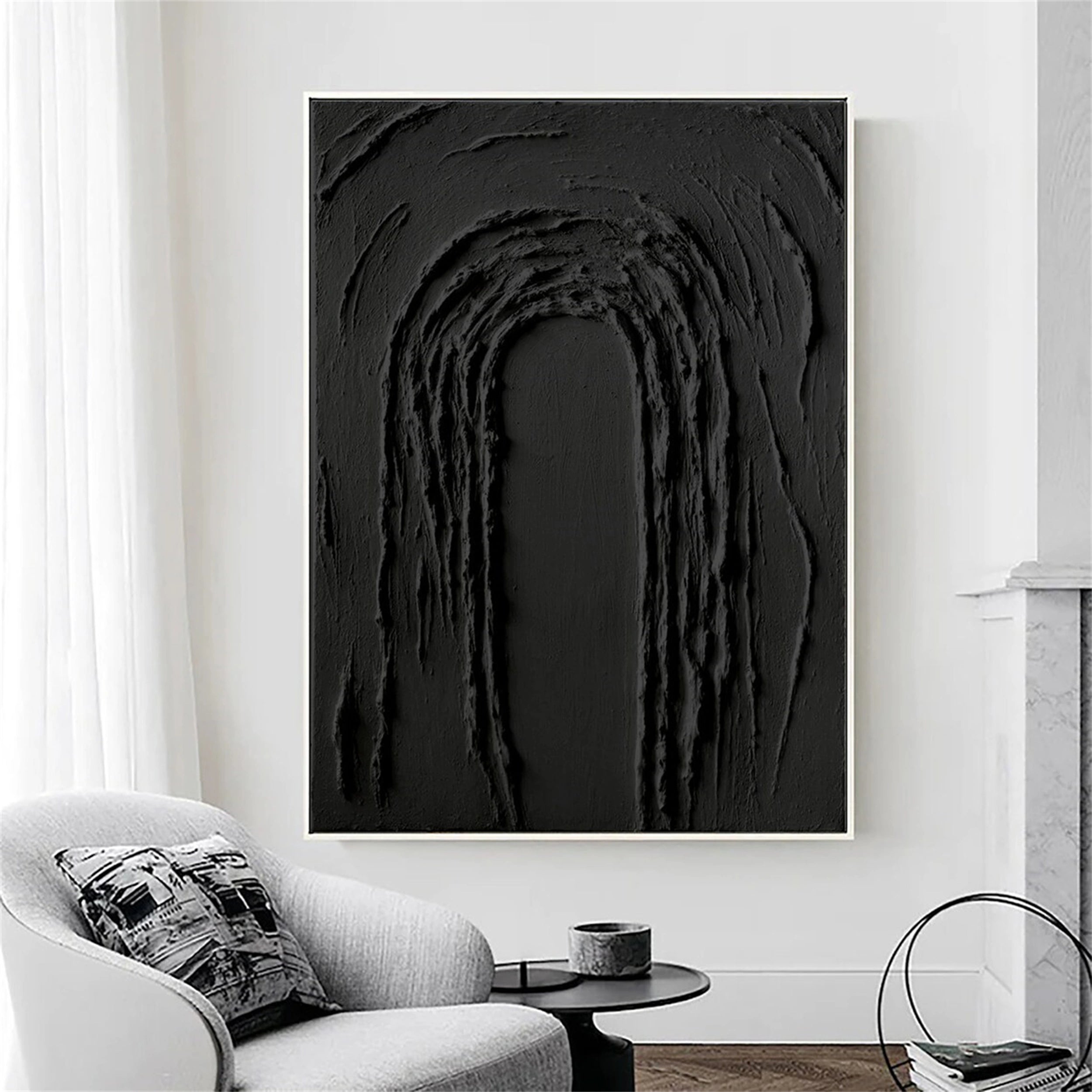 Black Textured Minimalist Wall Art #BT039