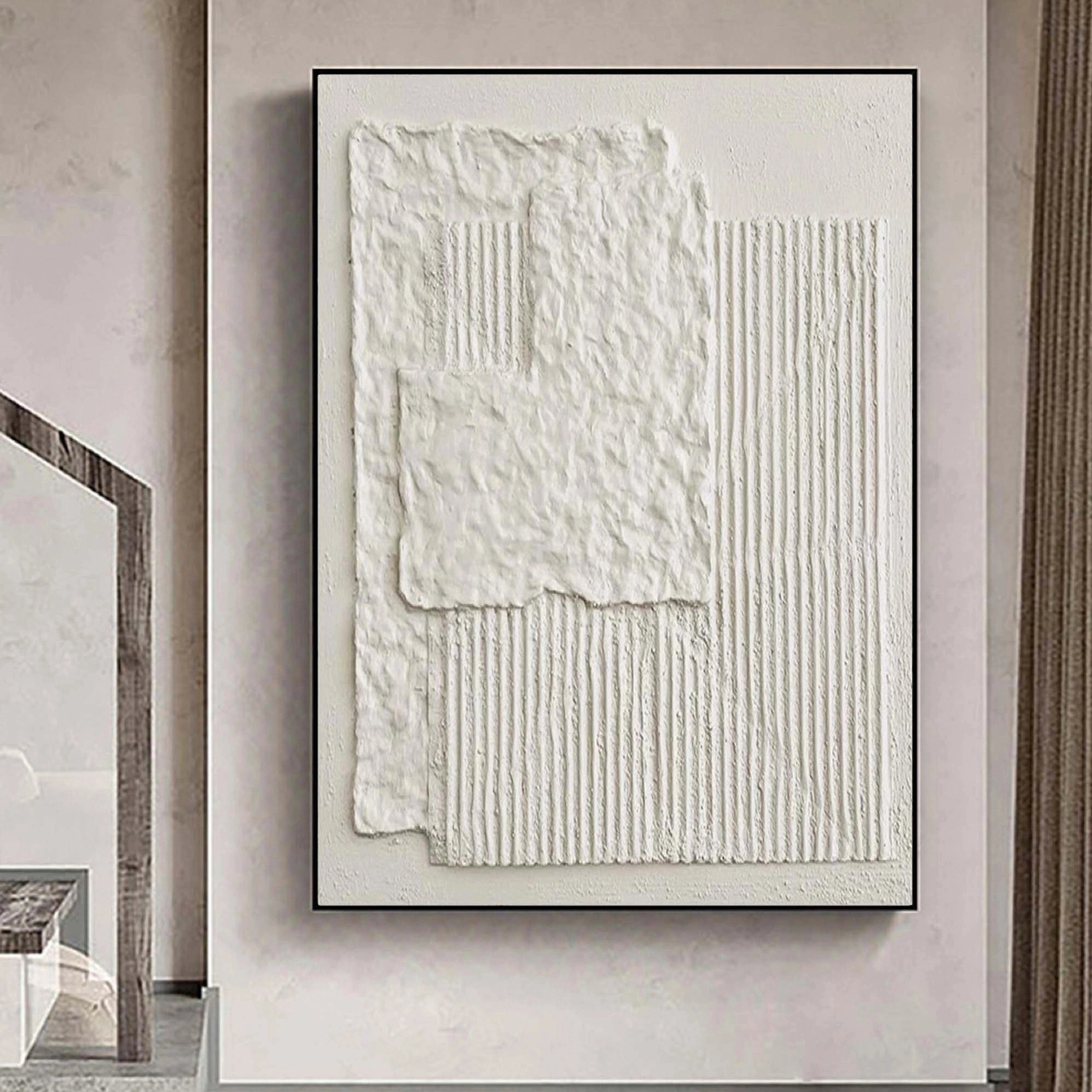 White Textured Minimalist Wall Art #WT035