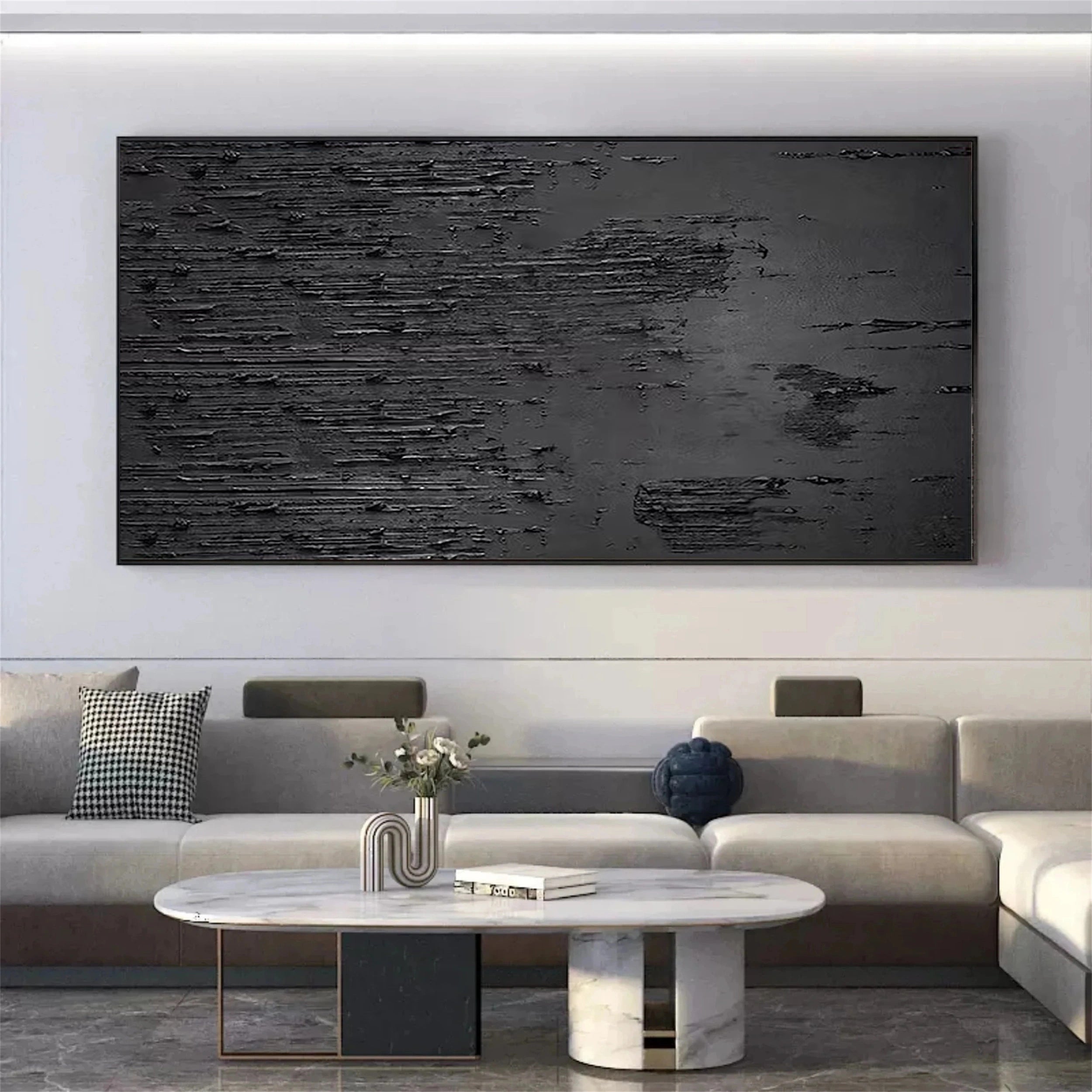 Black Textured Minimalist Wall Art #BT037