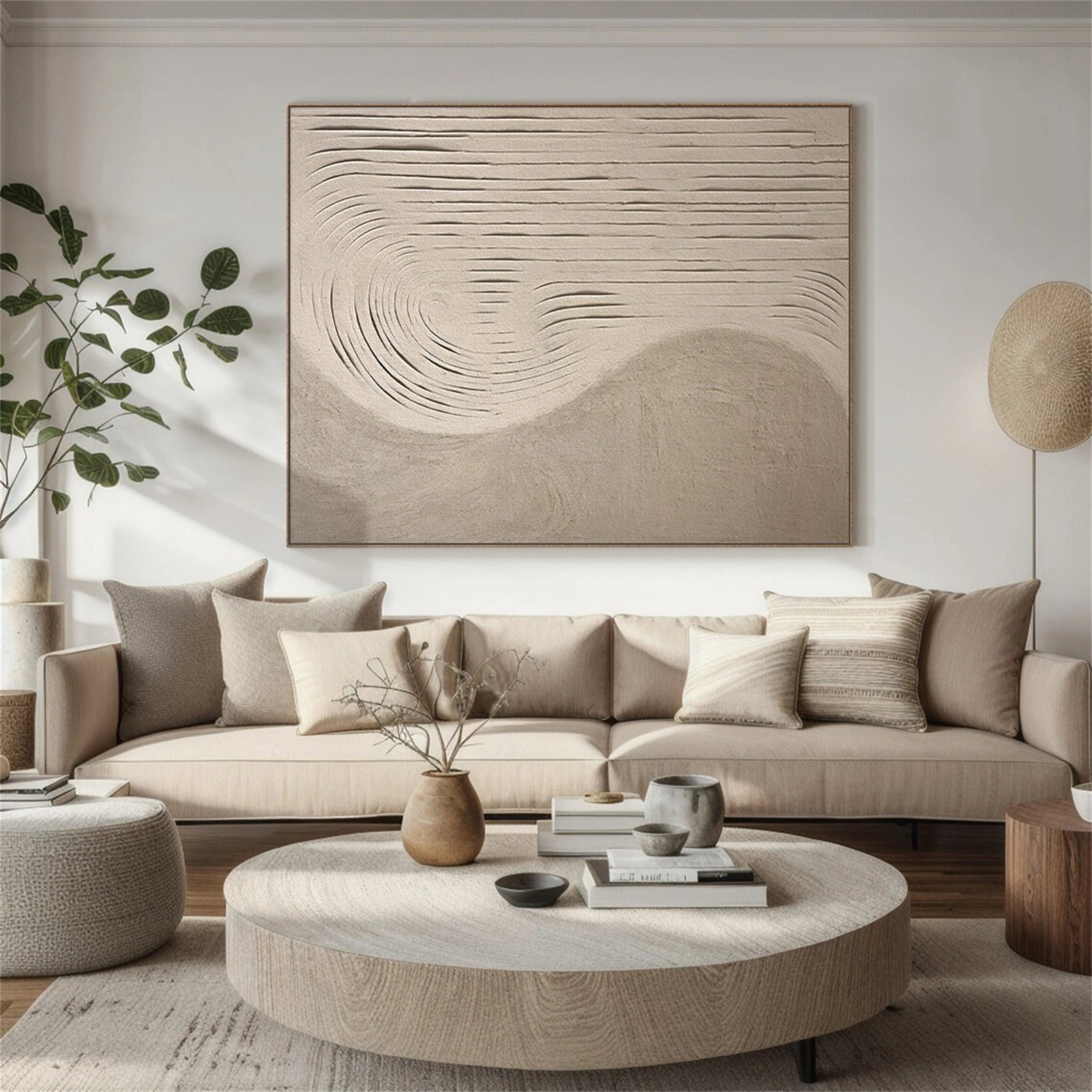 Beige & Brown Textured Minimalist Wall Art #BM016
