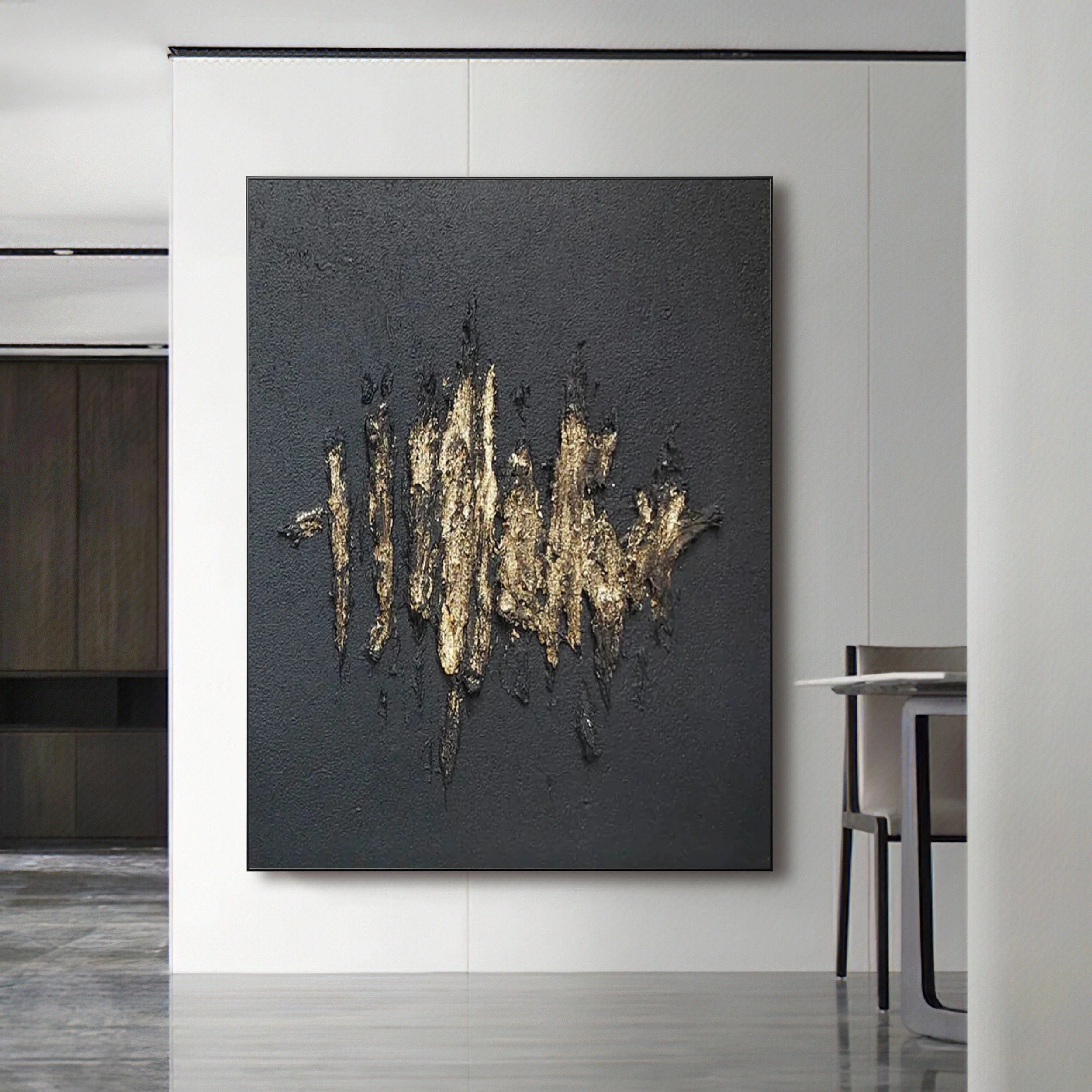 Black Textured Minimalist Wall Art #BT031