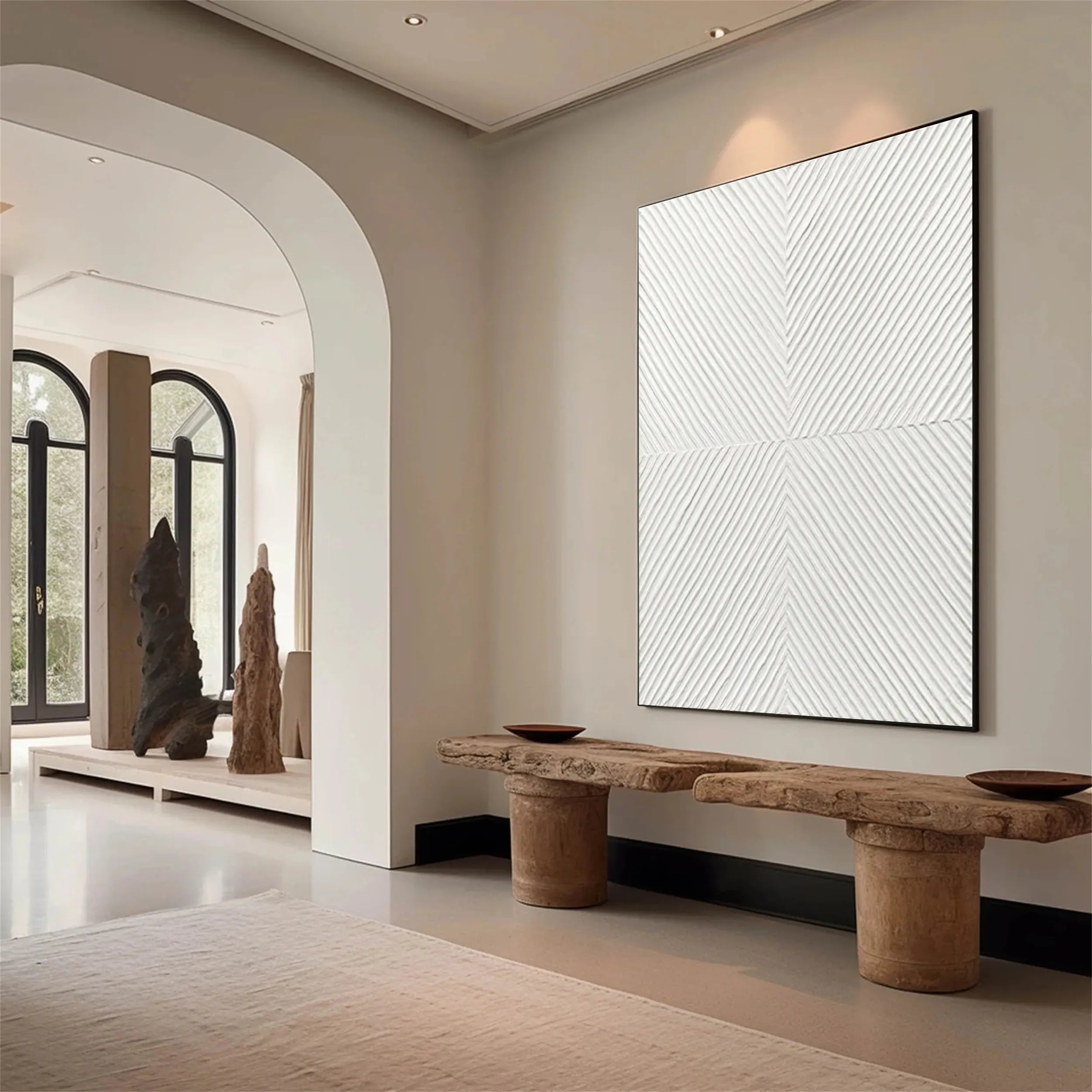 White Textured Minimalist Wall Art #WT109