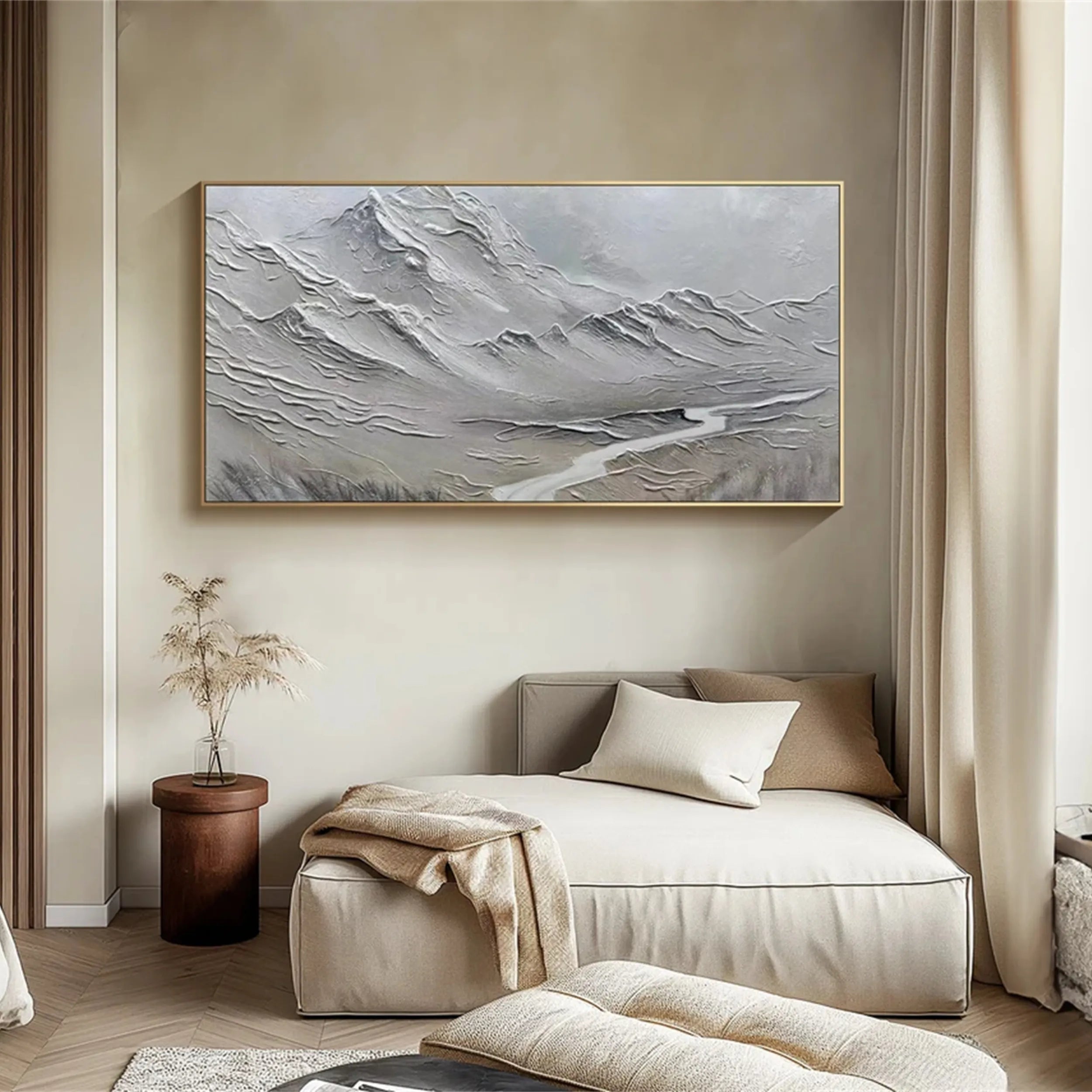 White Textured Minimalist Wall Art #WT119