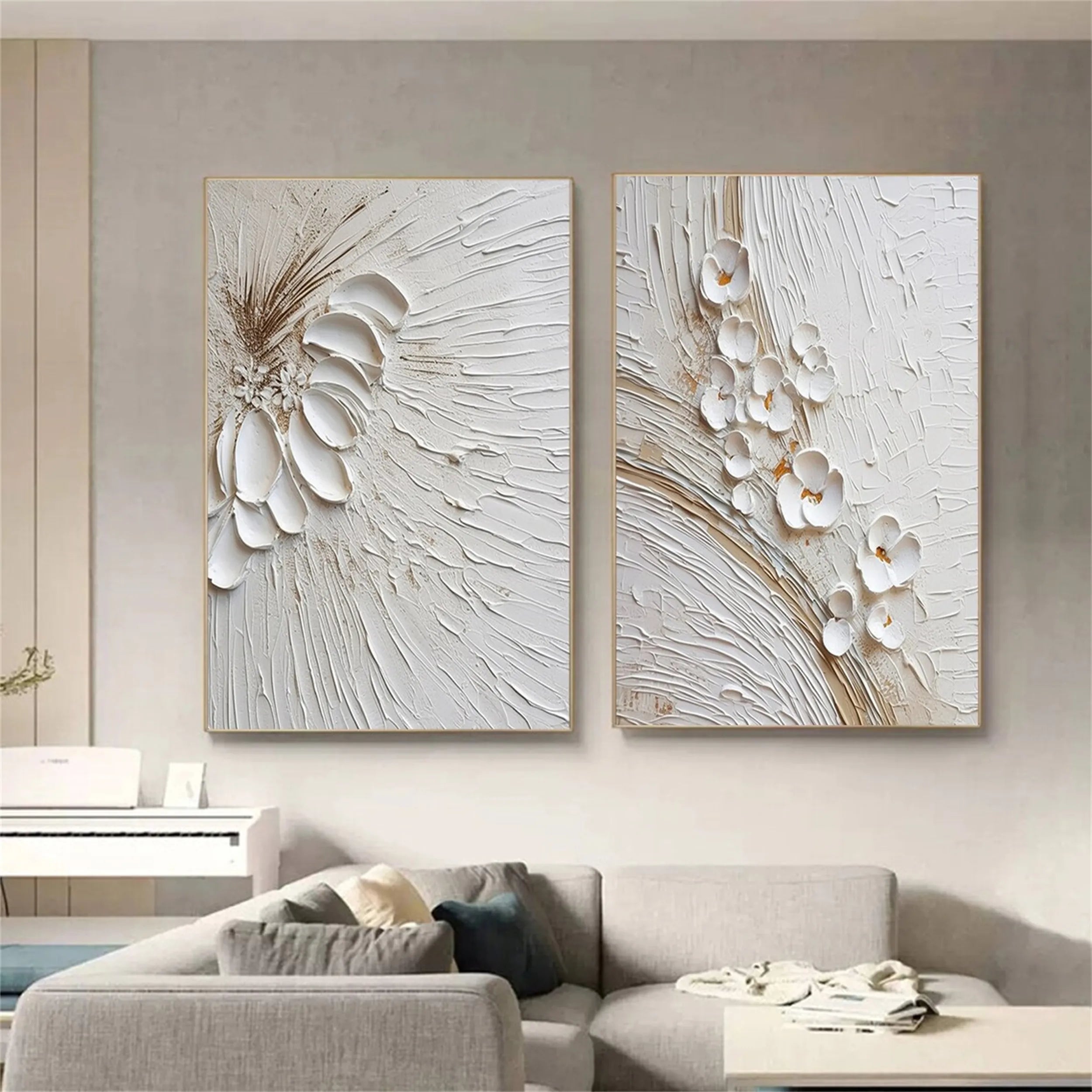 Colorful Tree And Flower Painting Set of 2 #TF008
