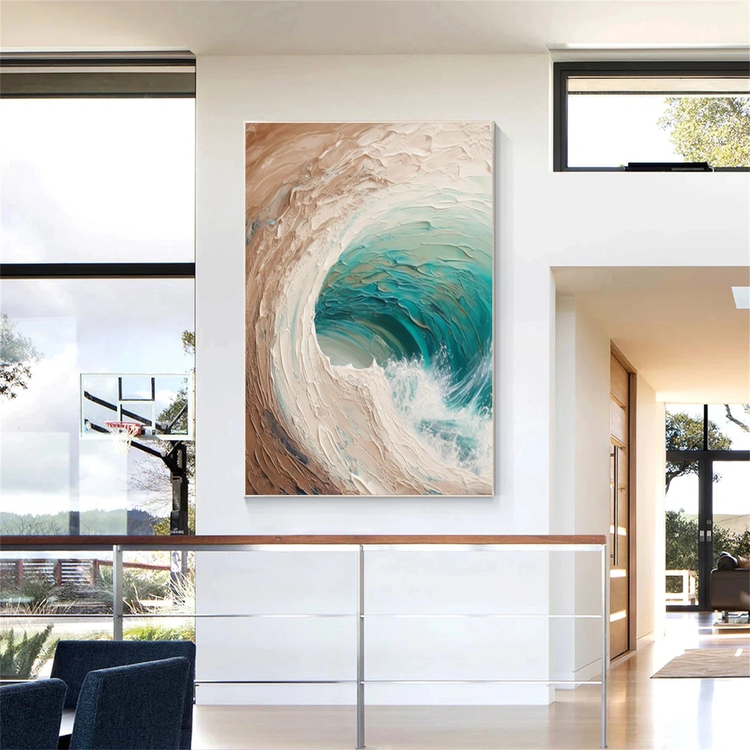 Sky And Ocean Abstract Textured Wall Art #SO252
