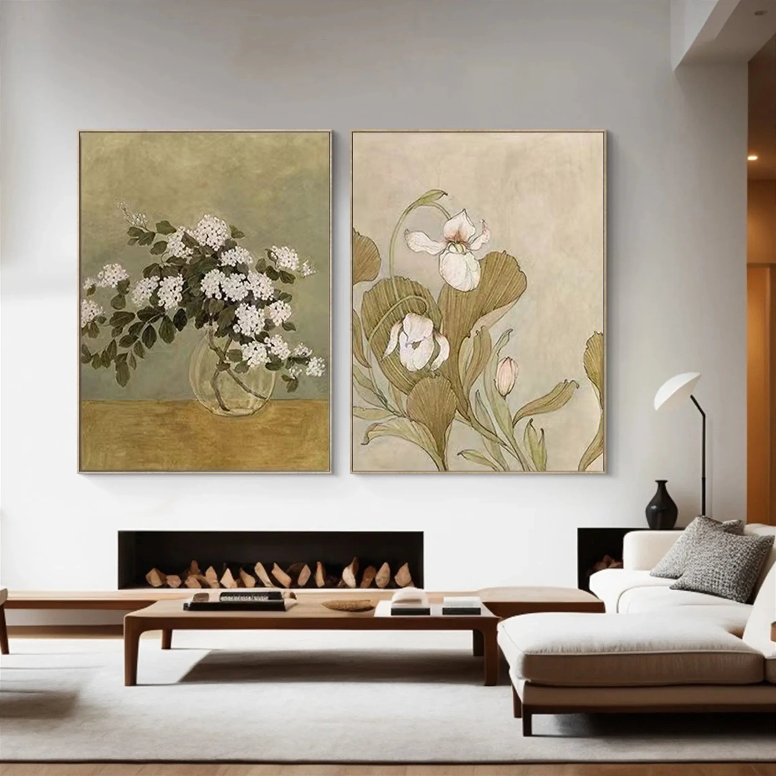 Colorful Tree And Flower Painting Set of 2 #TF045