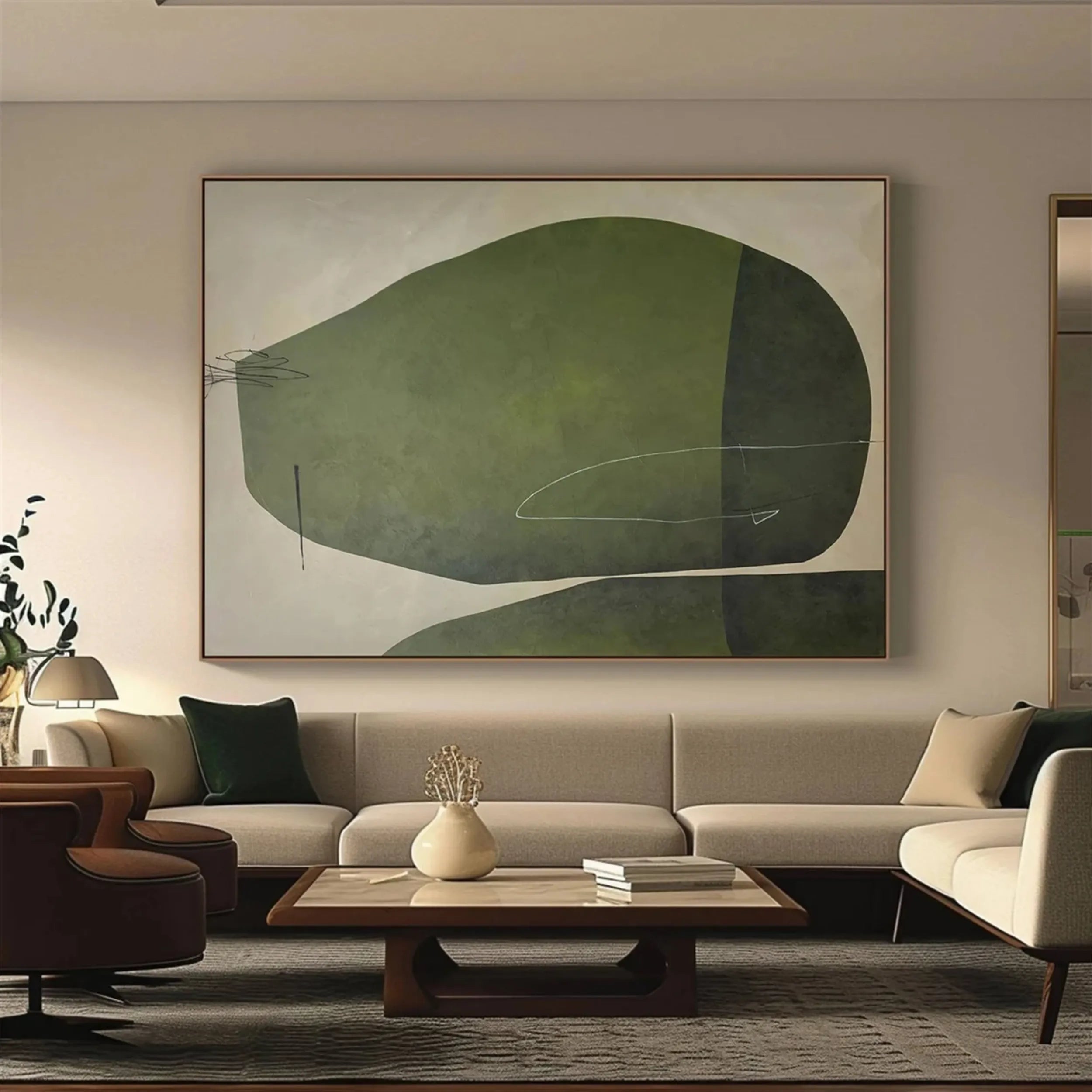 Green Textured Minimalist Wall Art #GT020