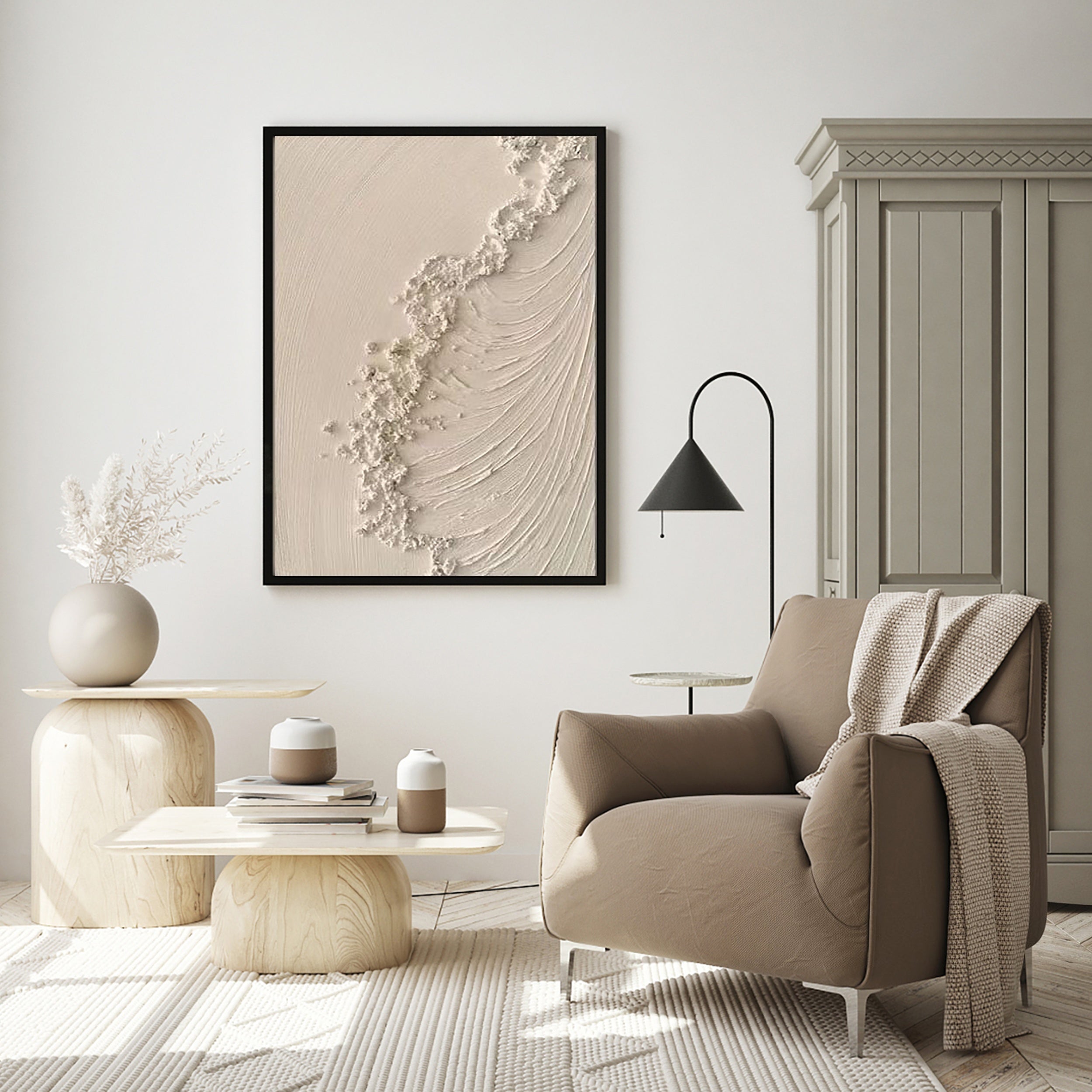 Beige & Brown Textured Minimalist Wall Art #BM017