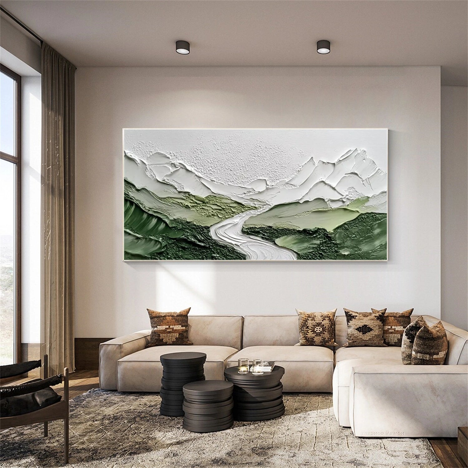 Green Textured Minimalist Wall Art #GT048