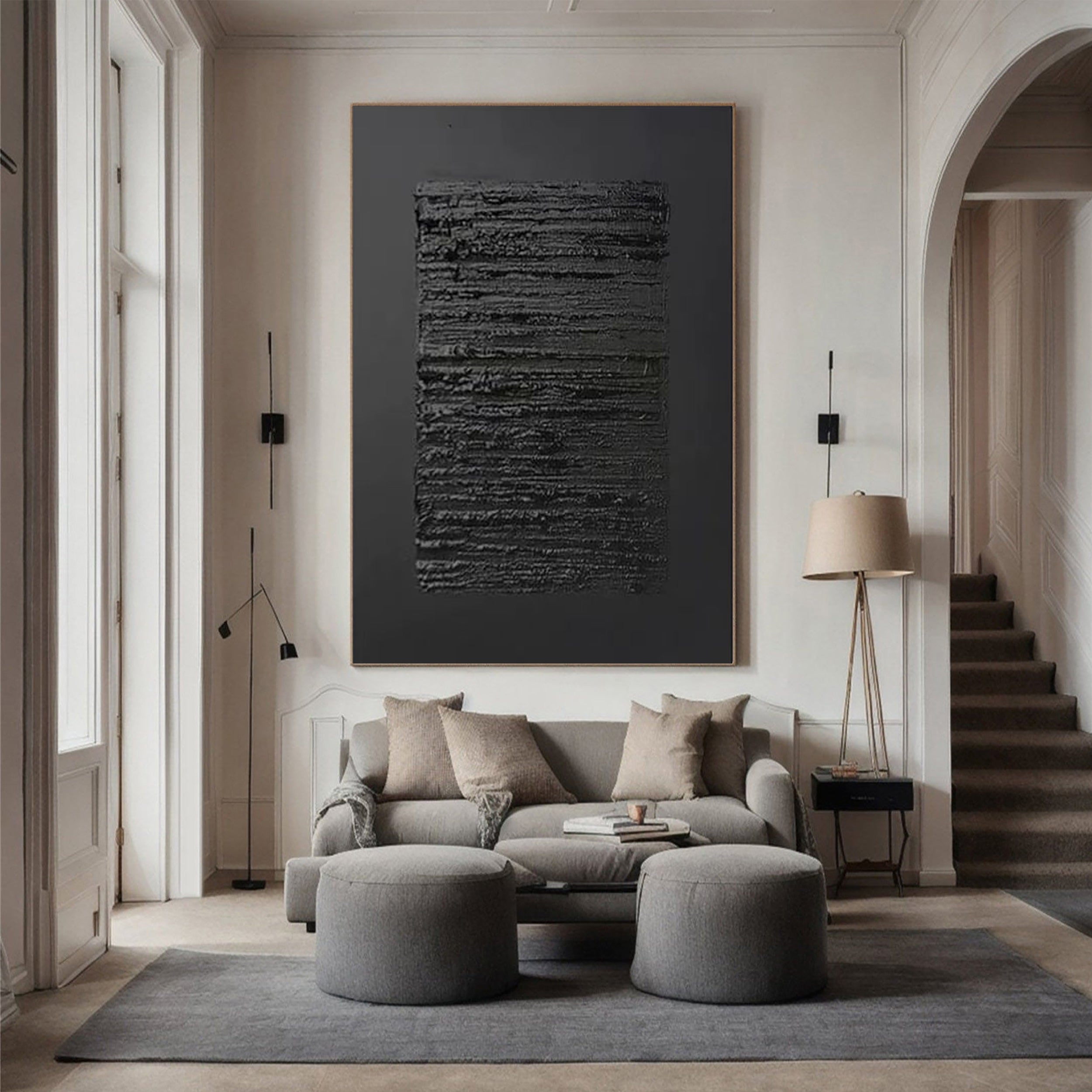 Black Textured Minimalist Wall Art #BT029