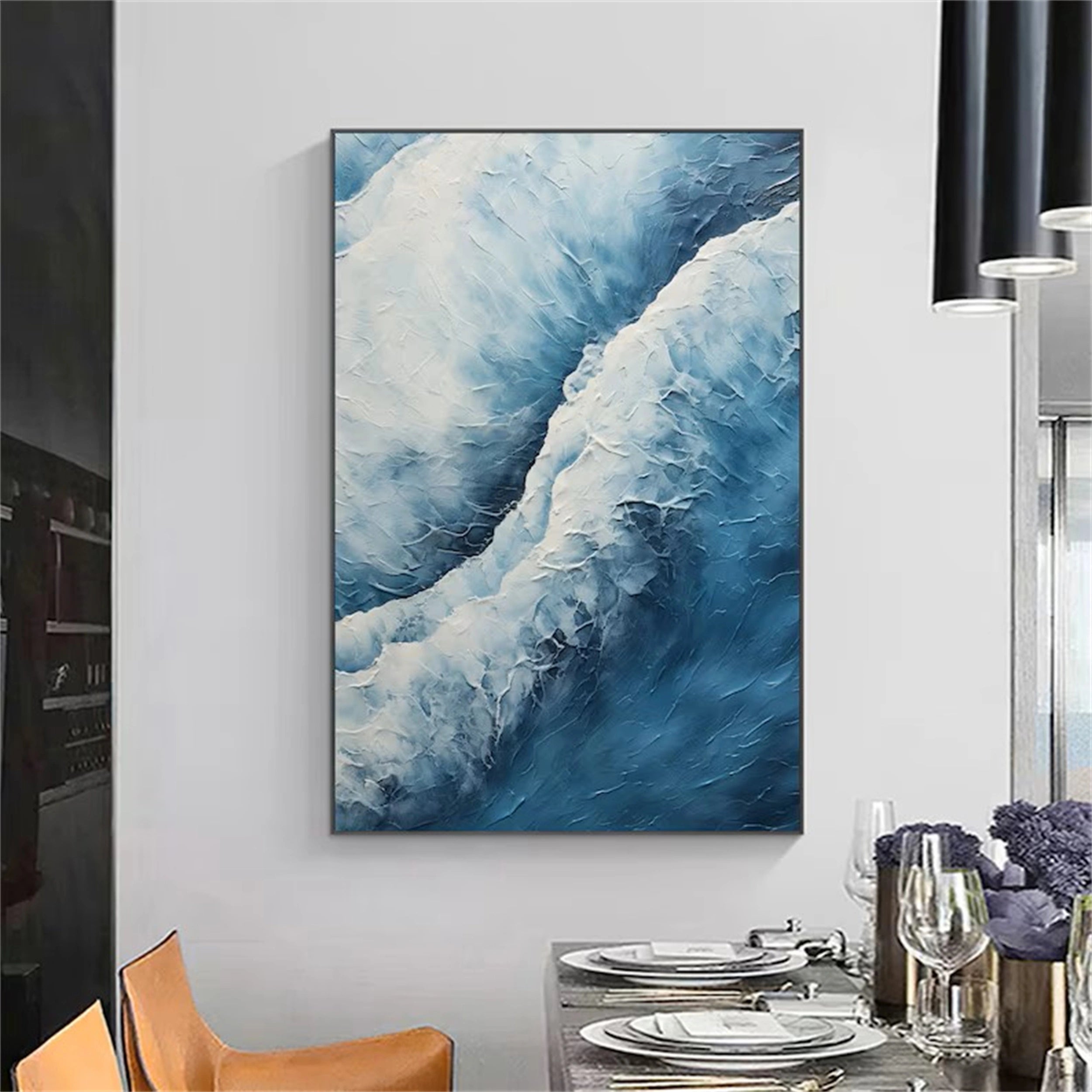 Blue Textured Minimalist Wall Art #BL011
