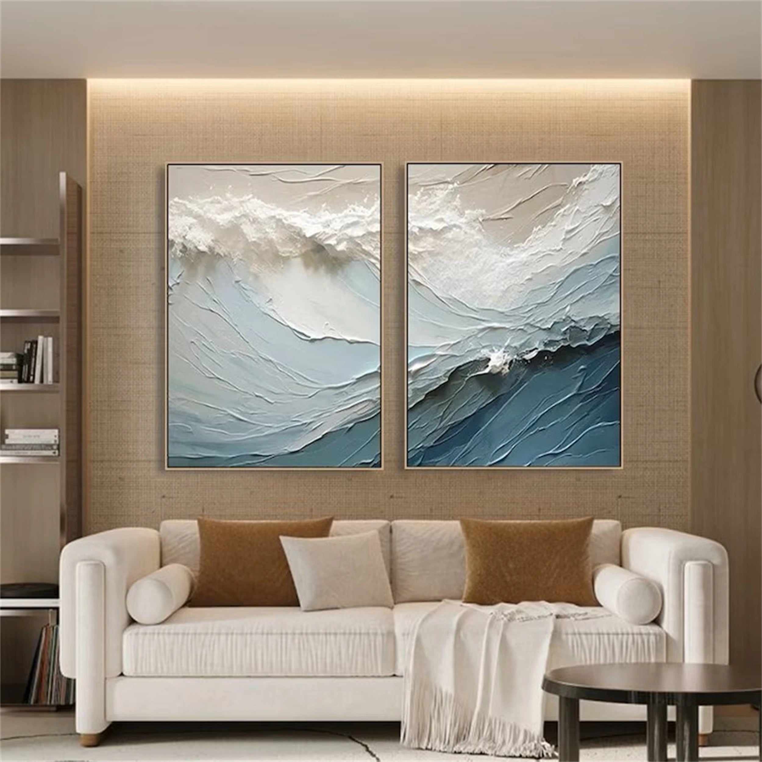 Blue Textured Minimalist Wall Art Set of 2 #BL002