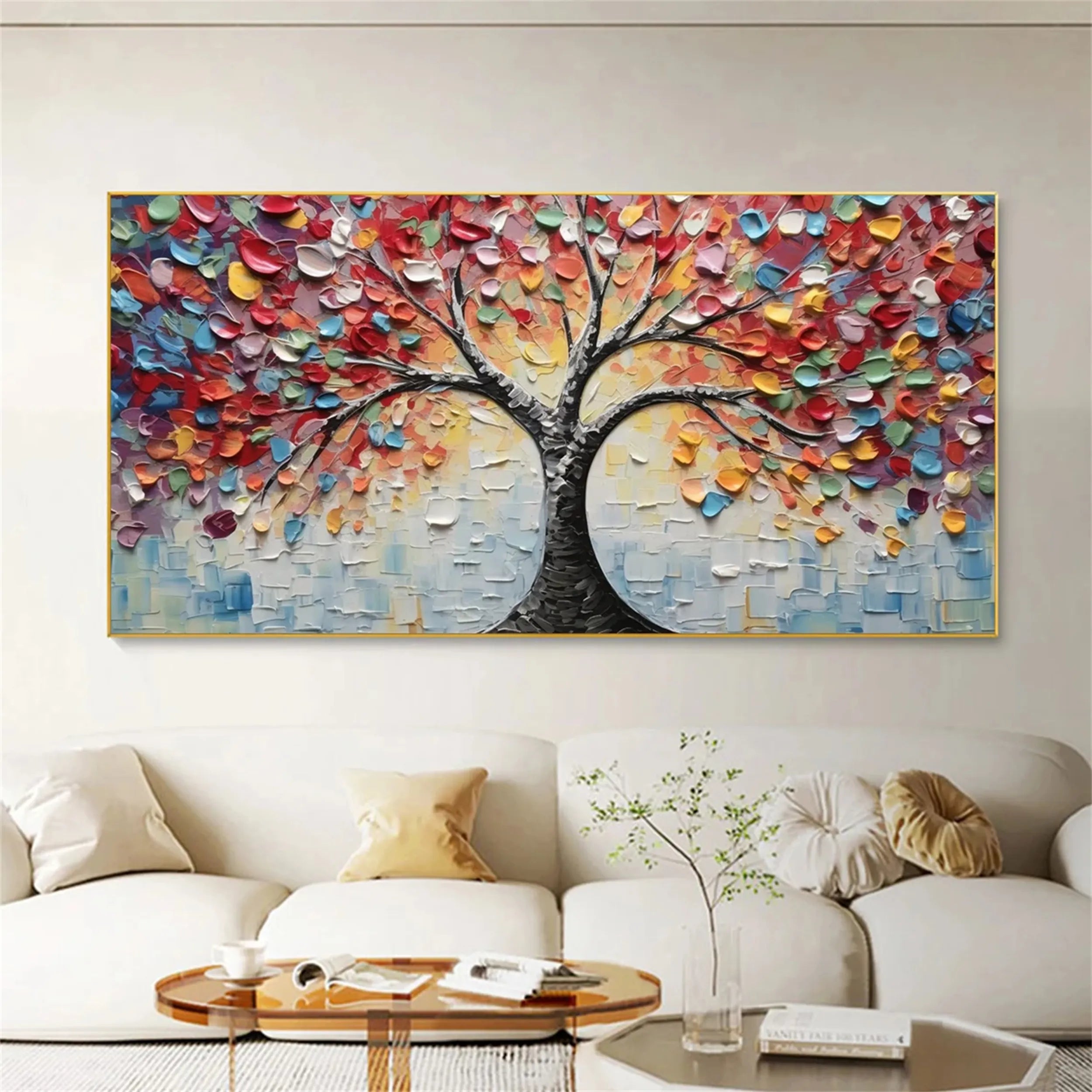 Colorful Tree And Flower Painting #TF019