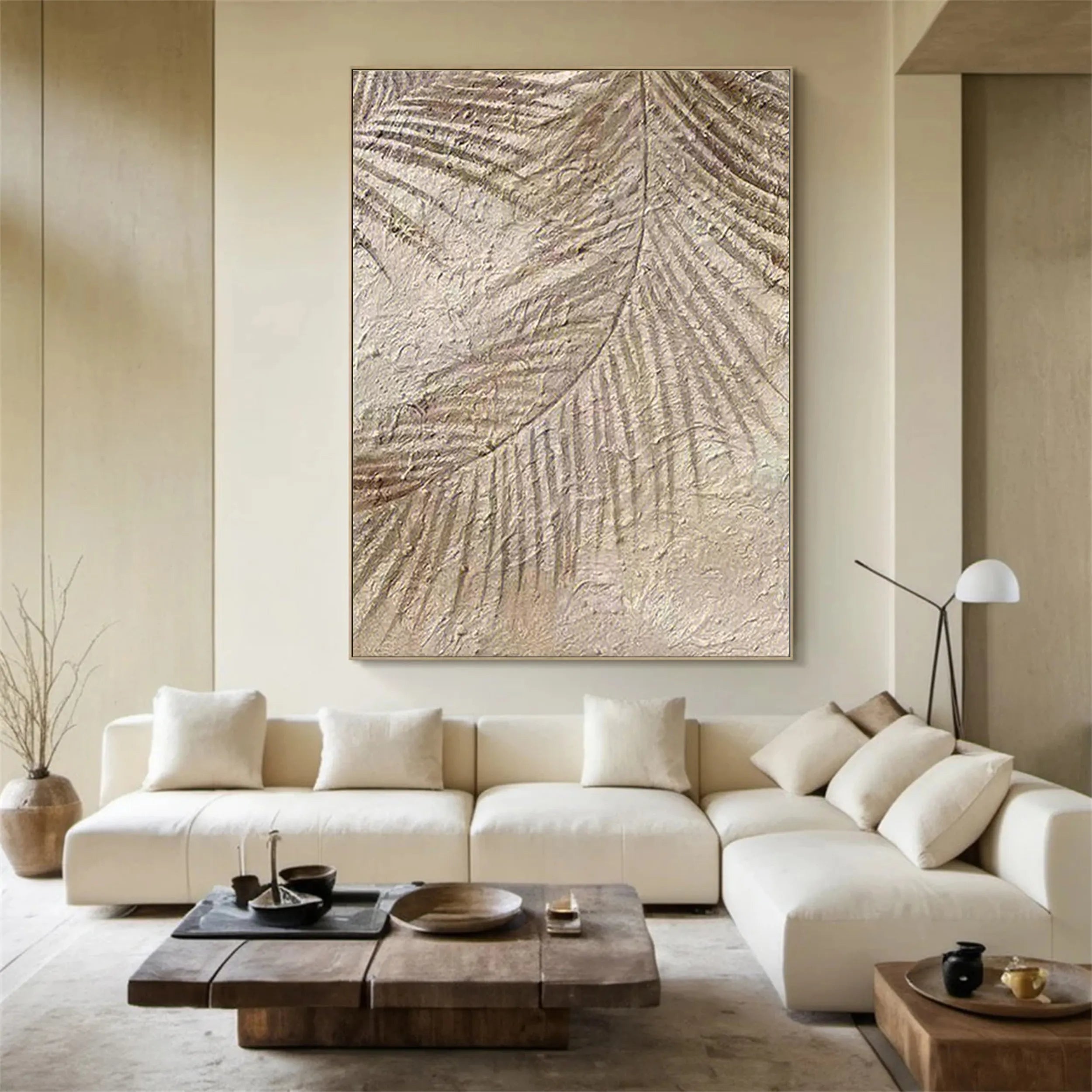 Beige Tree And Flower Painting #TF063