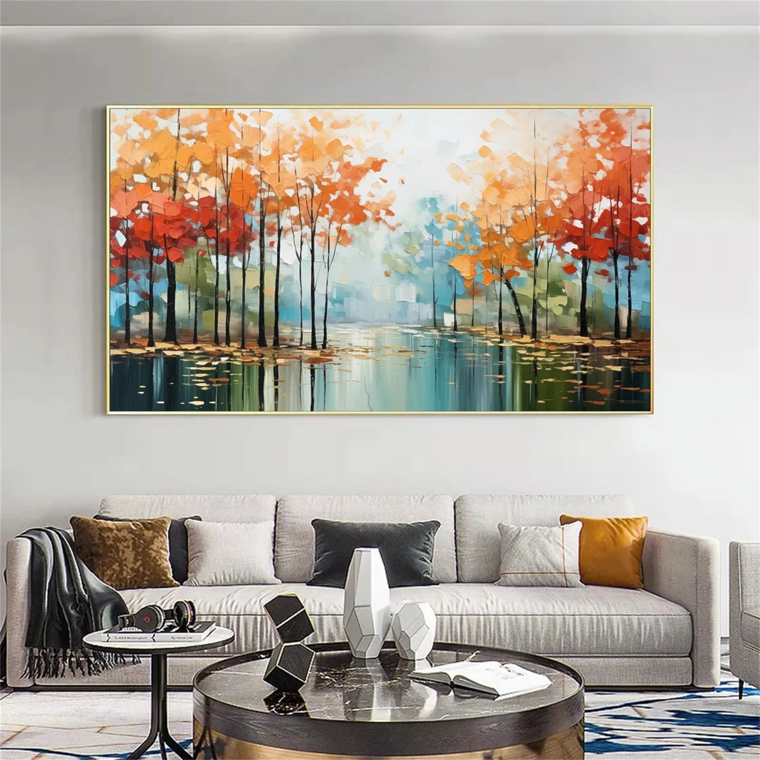 Colorful Tree And Flower Painting #TF023