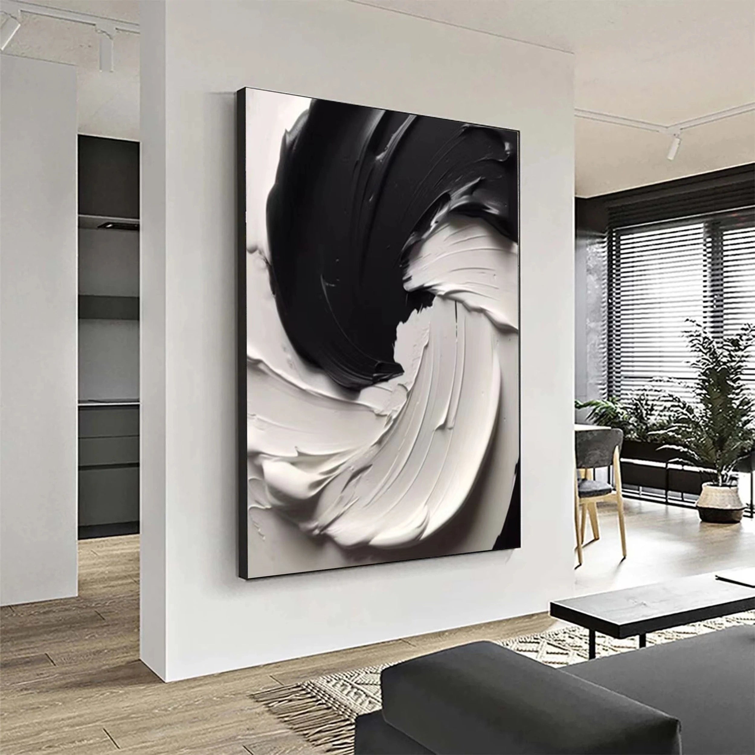 Black Textured Minimalist Wall Art #BT033