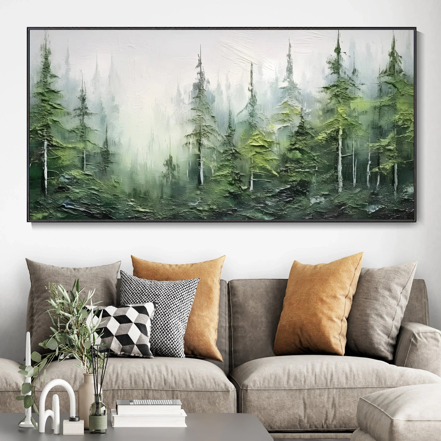 Green Tree And Flower Painting #TF079