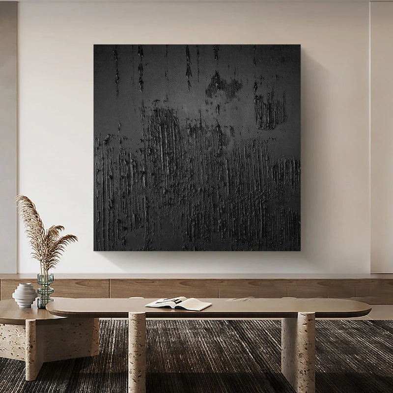 Black Textured Minimalist Wall Art #BT021
