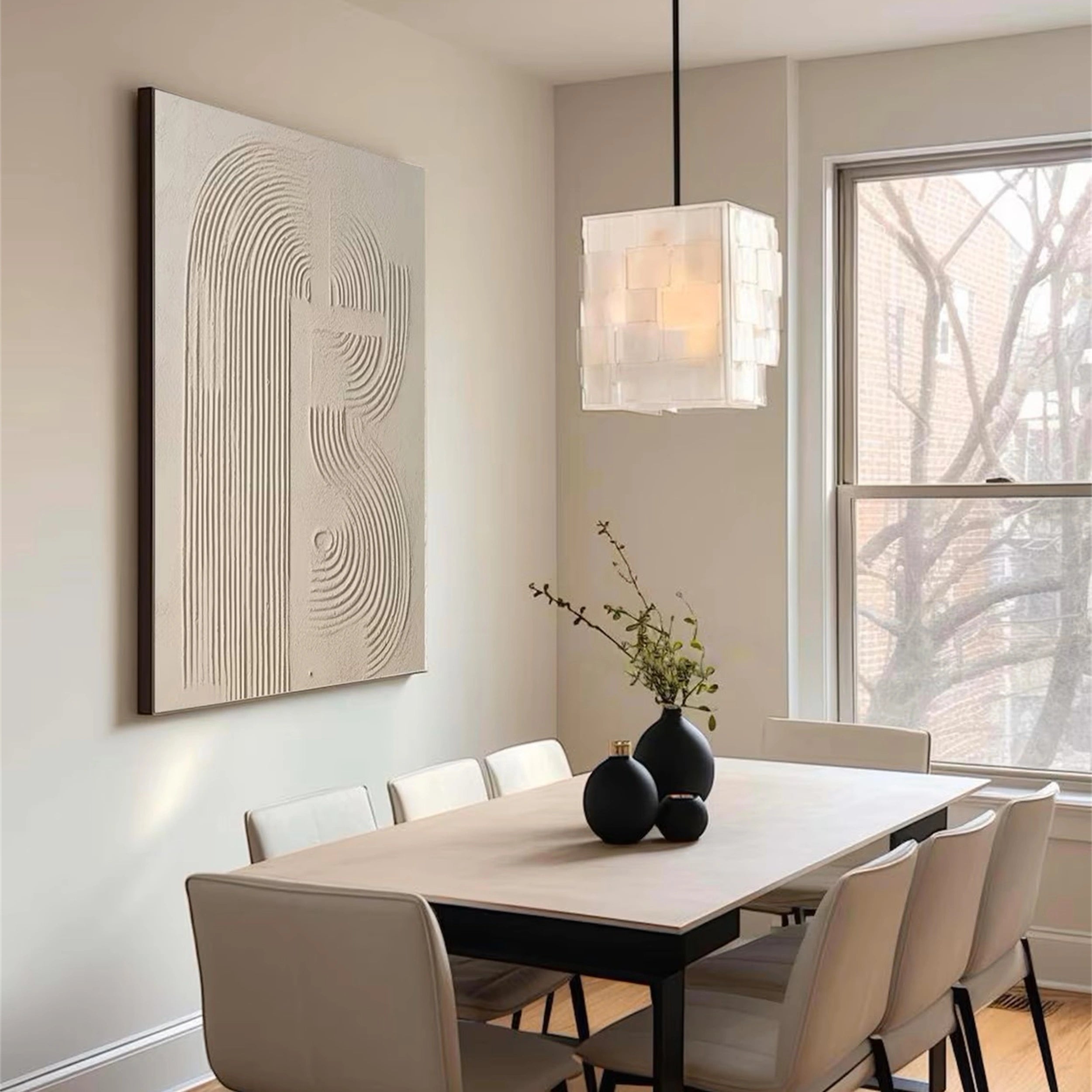 Beige & Brown Textured Minimalist Wall Art #BM025
