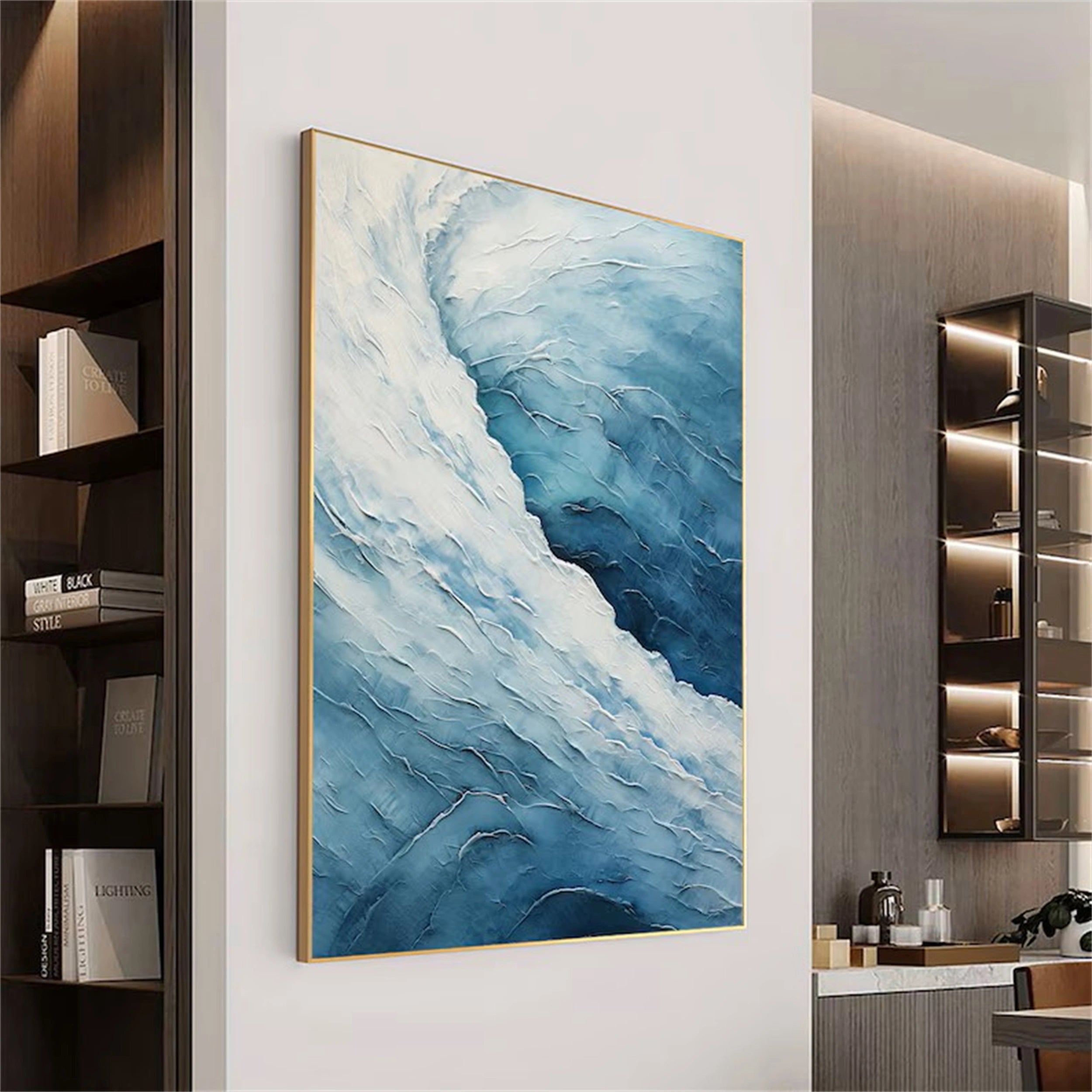 Blue Textured Minimalist Wall Art #BL009