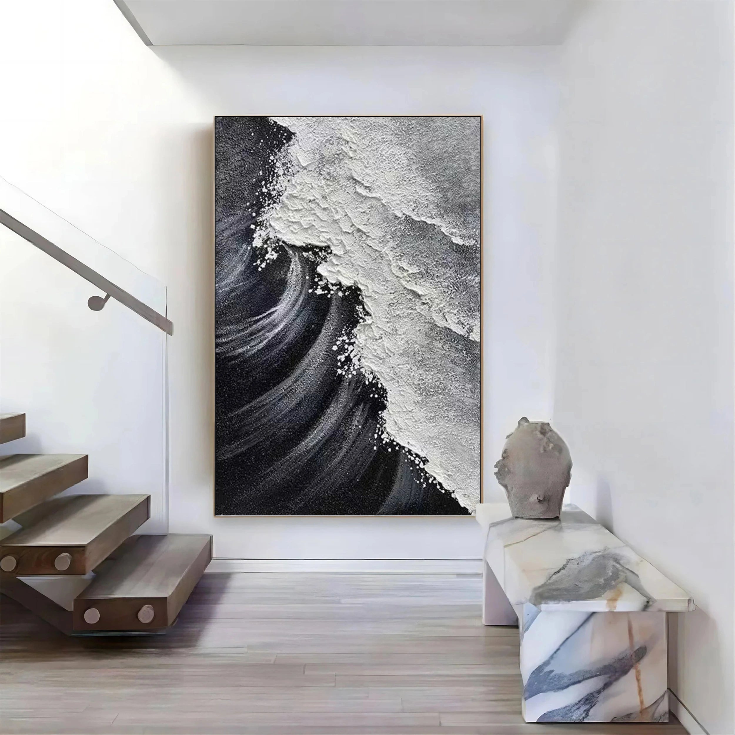 Black Textured Minimalist Wall Art #BT049