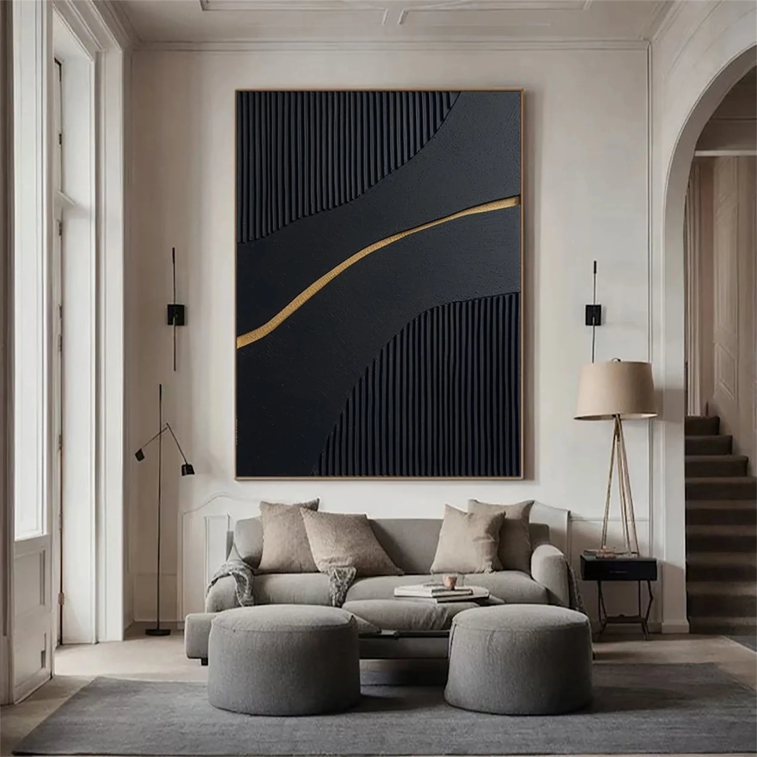 Black Textured Minimalist Wall Art #BT058