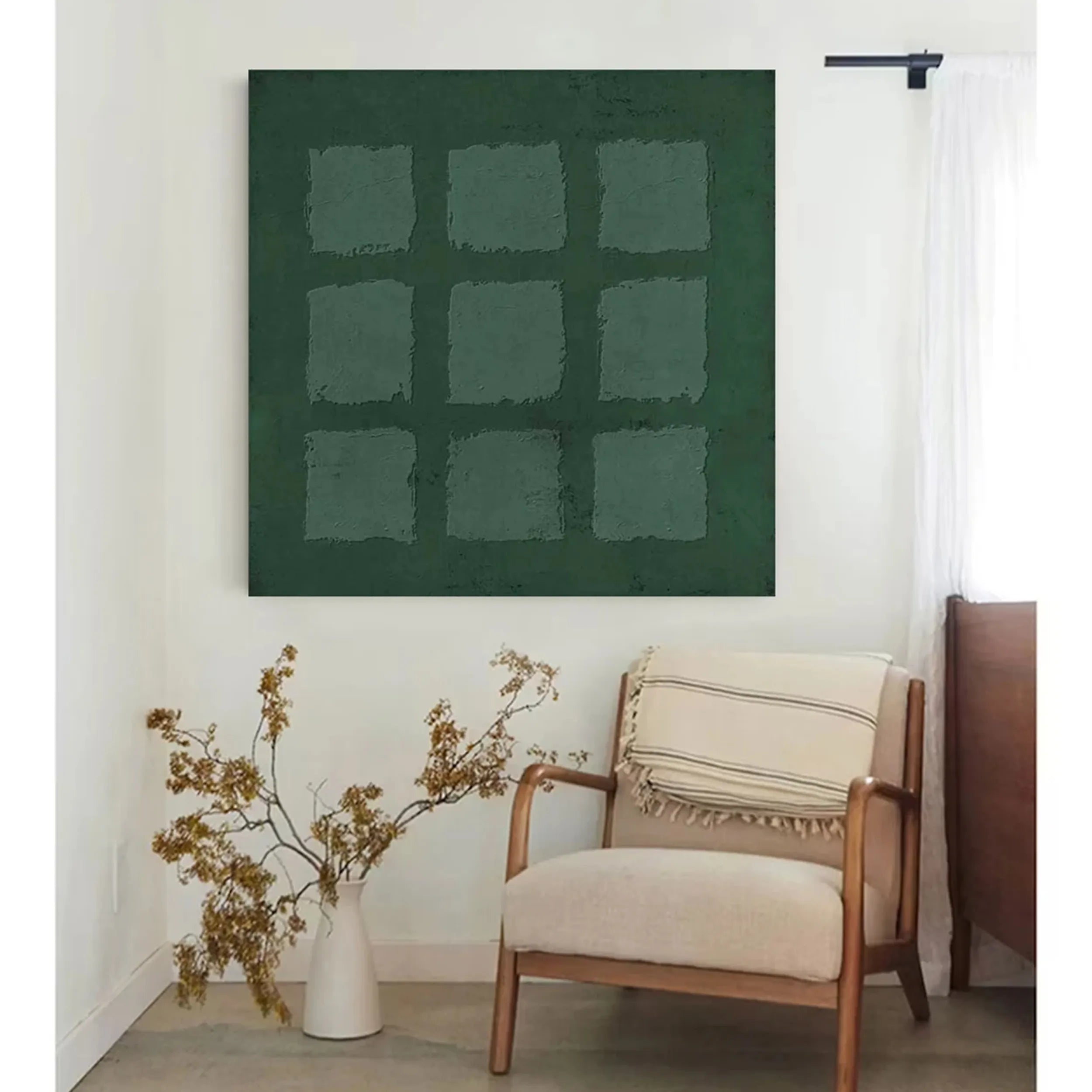 Green Textured Minimalist Wall Art #GT018